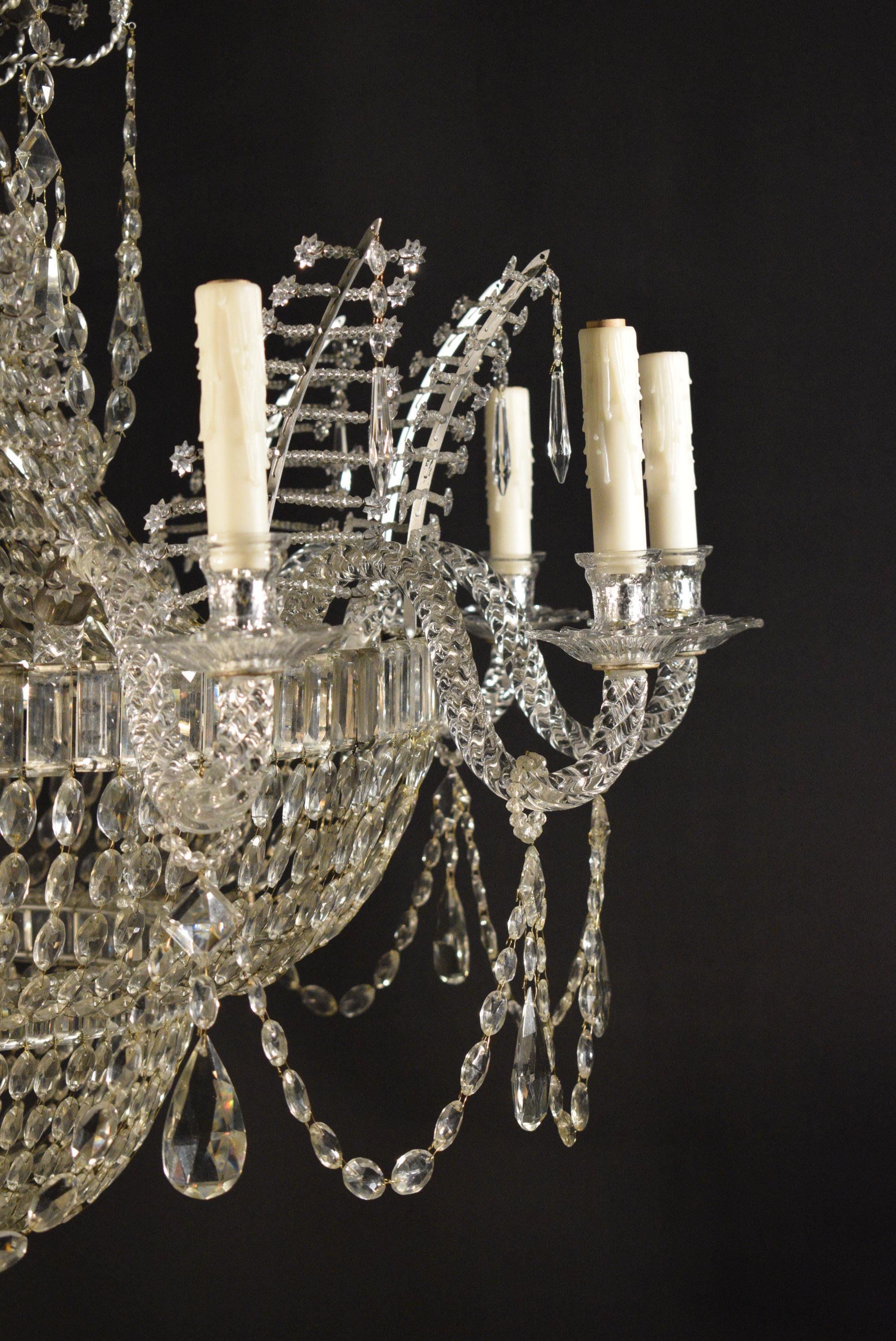 19th Century Baltic Crystal Chandelier For Sale