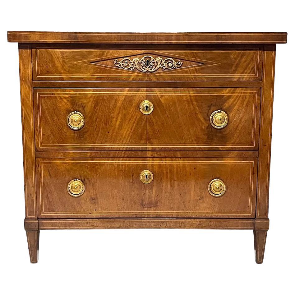 Baltic Directoire Style Mahogany and Satinwood Inlaid Commode, circa 1800 For Sale