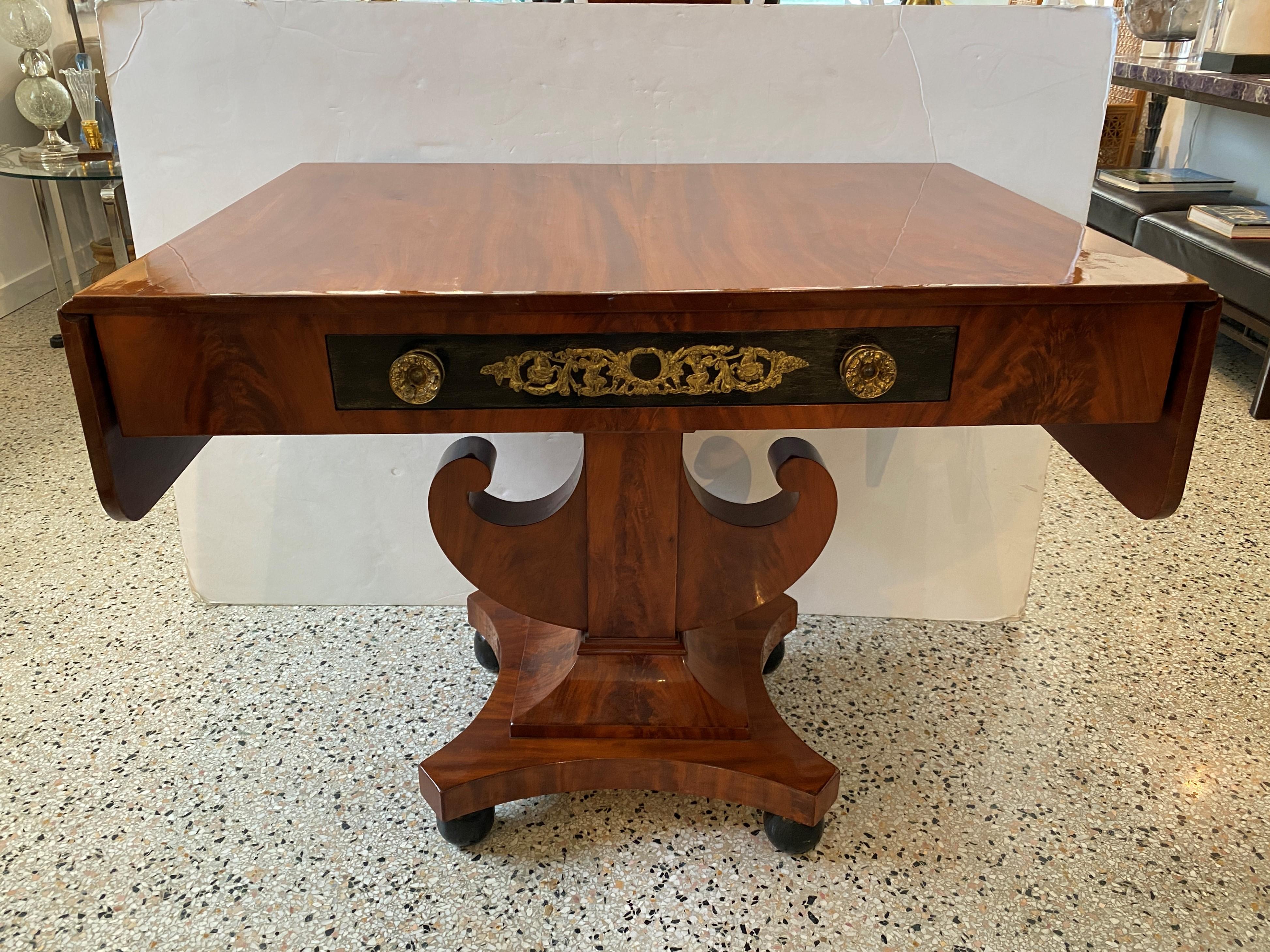 Baltic English Regency Style Library Table In Good Condition For Sale In West Palm Beach, FL