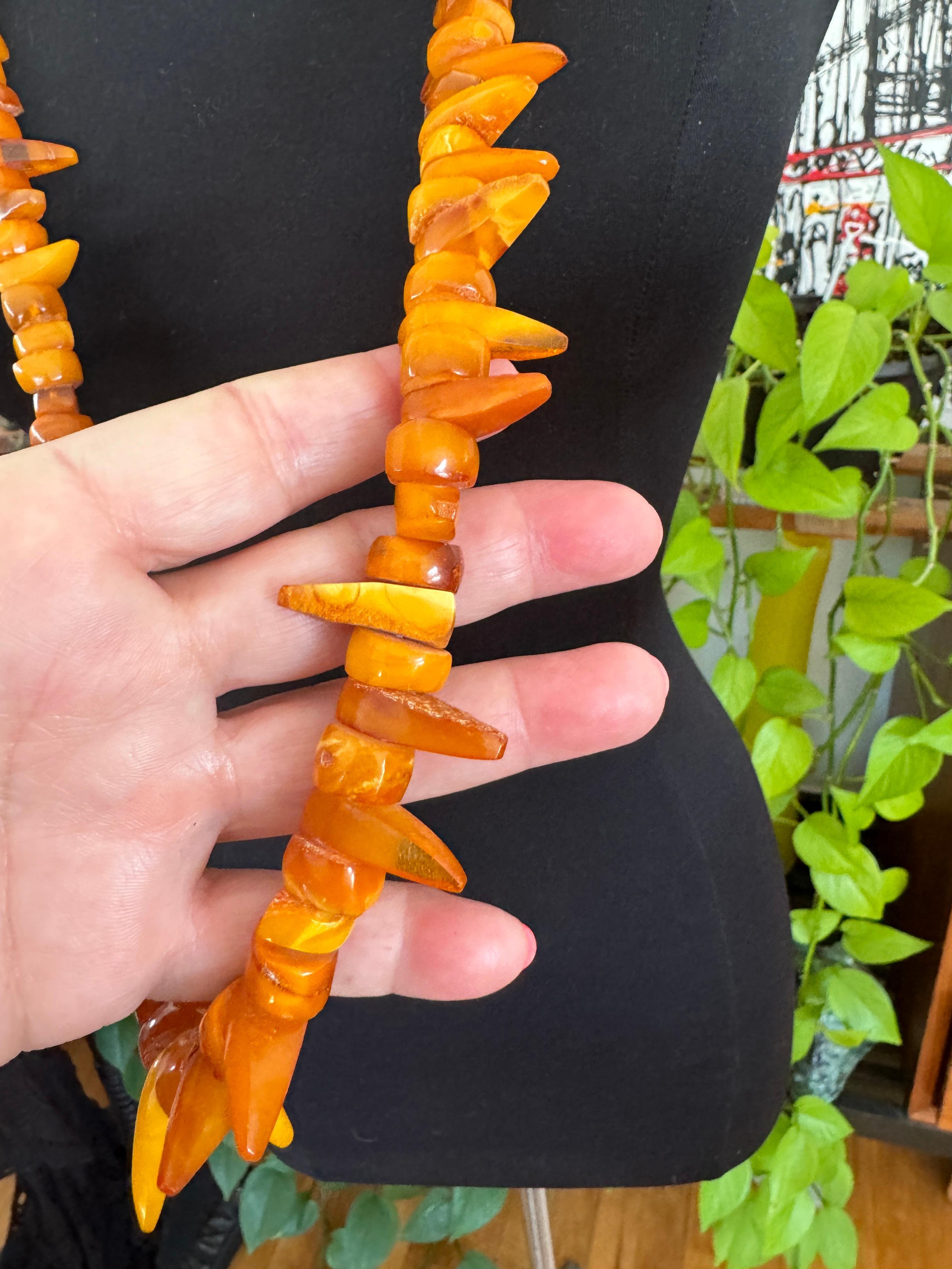 Baltic Honey Amber Tribal Necklace For Sale 3