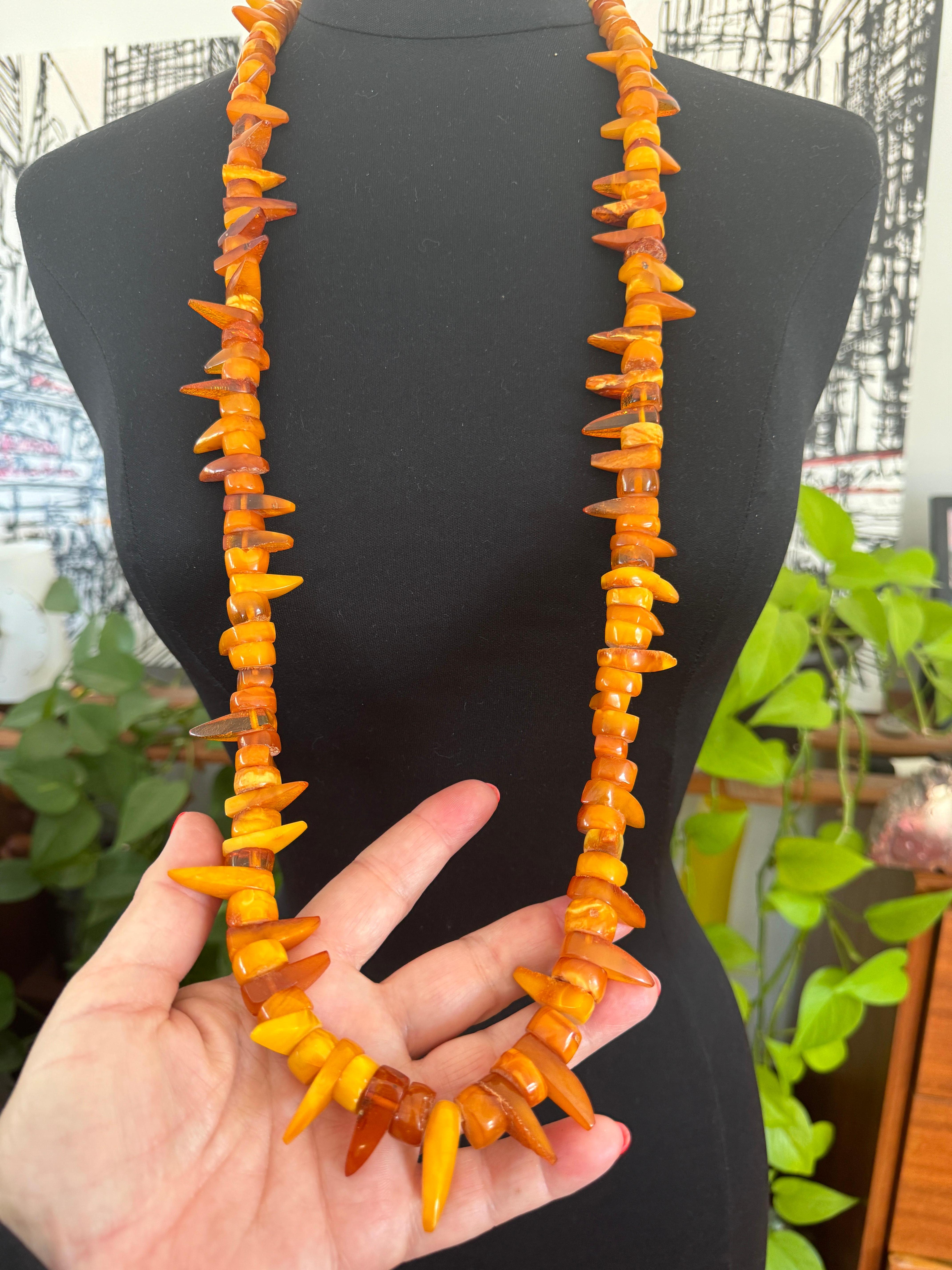 Baltic Honey Amber Tribal Necklace For Sale 4