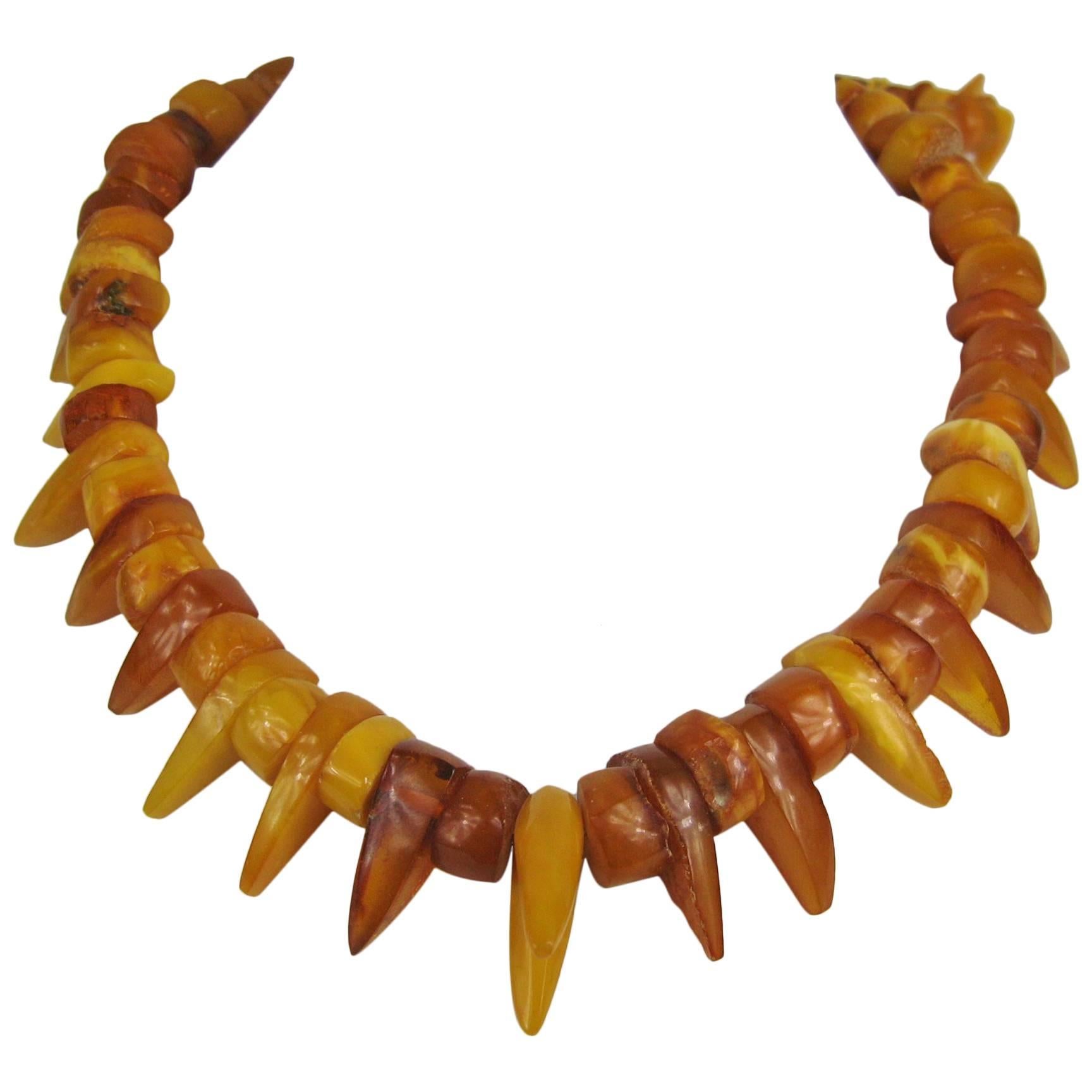 Baltic Honey Amber Tribal Necklace  For Sale