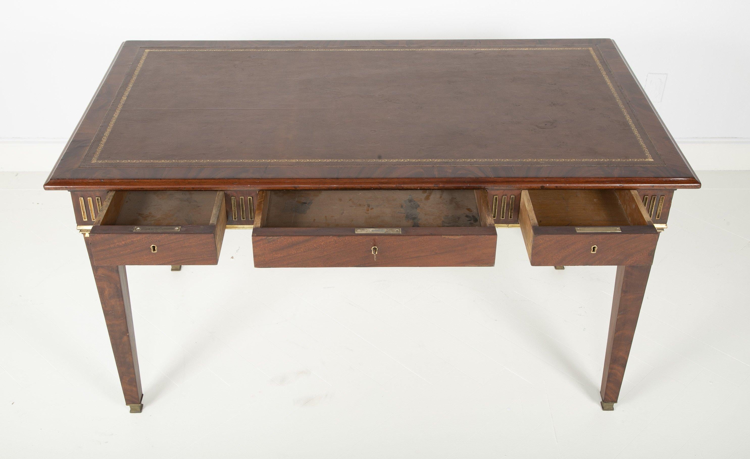 Baltic Mahogany Leather Top Writing Table 4