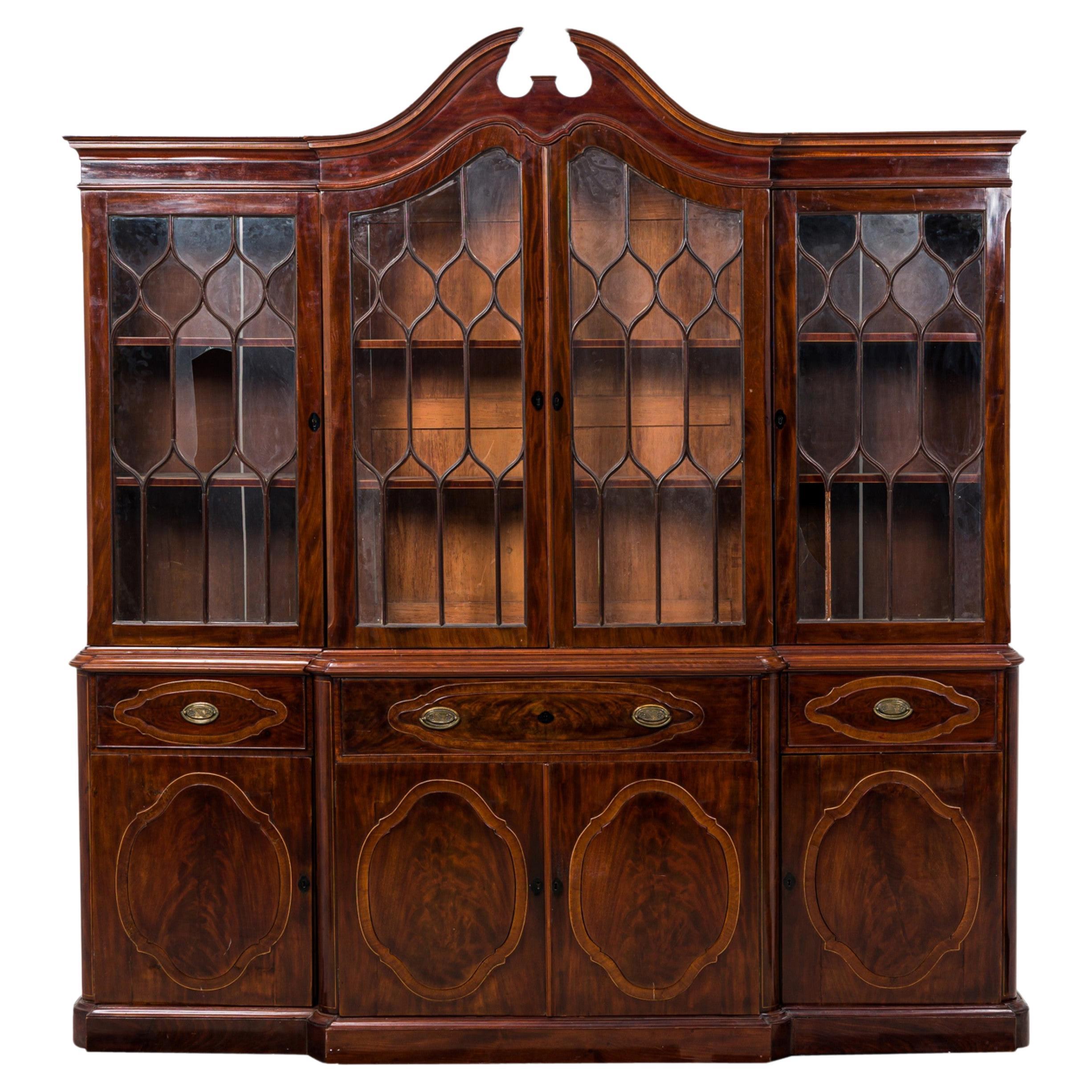 Baltic NeoClassic Mahogany 18th Century Breakfront For Sale