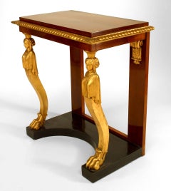 Baltic Neoclassic Mahogany and Gilt Caryatid Console Table