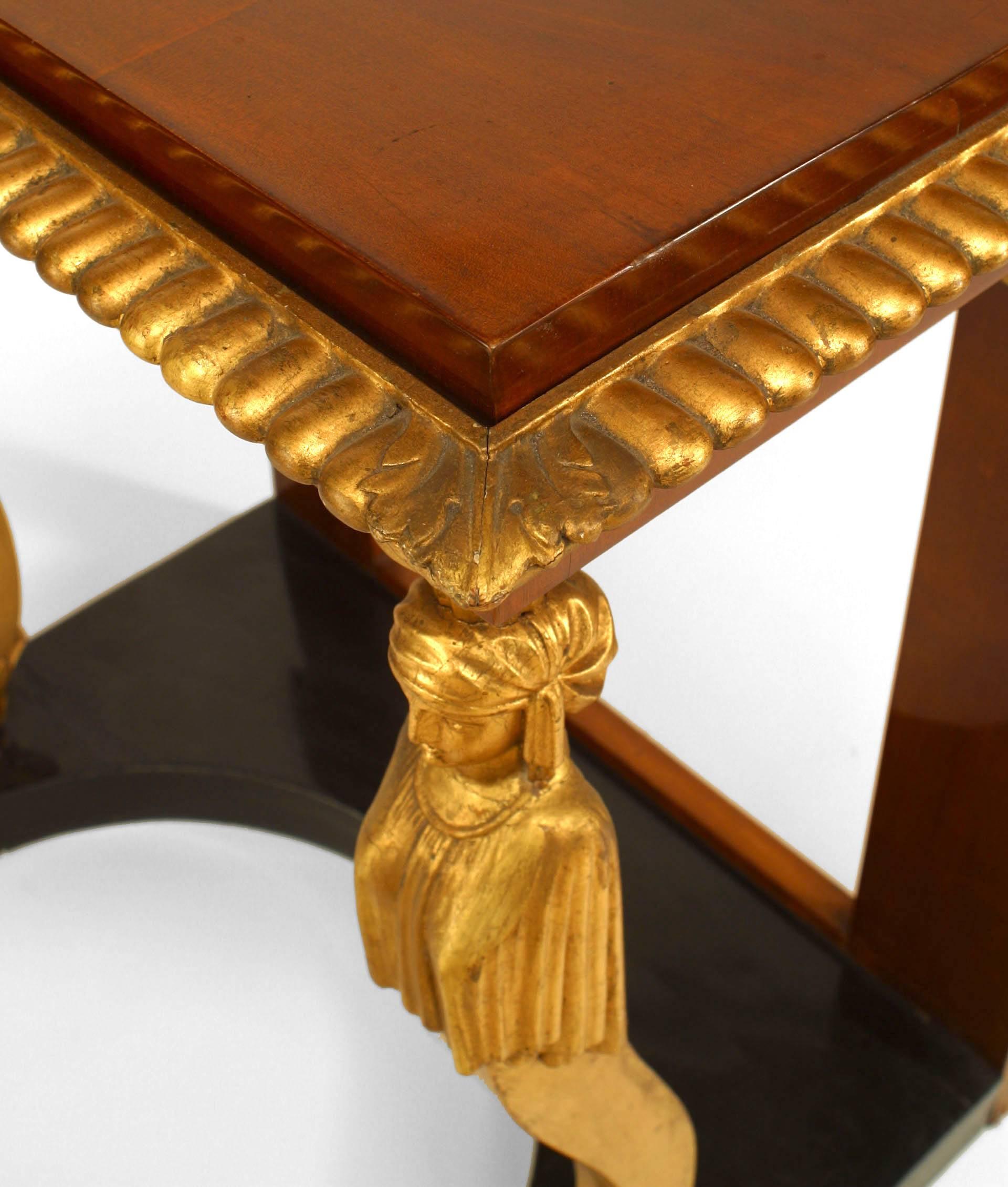 Neoclassical Baltic Neoclassic Mahogany and Gilt Caryatid Console Table For Sale