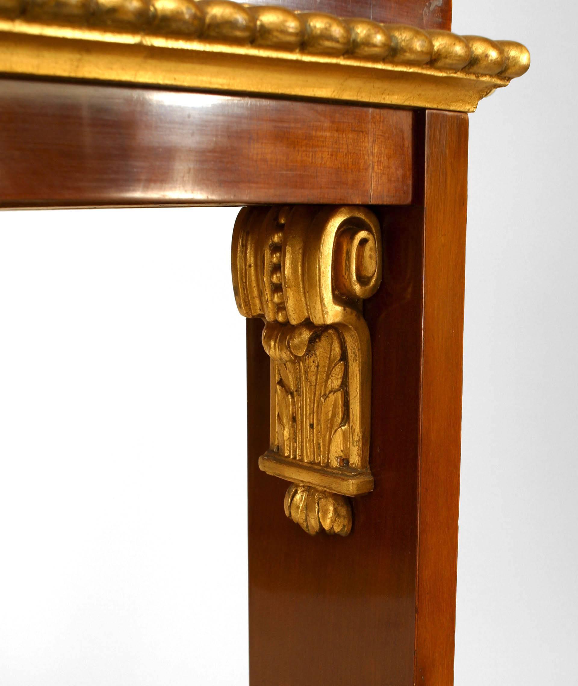 Baltic Neoclassic Mahogany and Gilt Caryatid Console Table In Good Condition For Sale In New York, NY