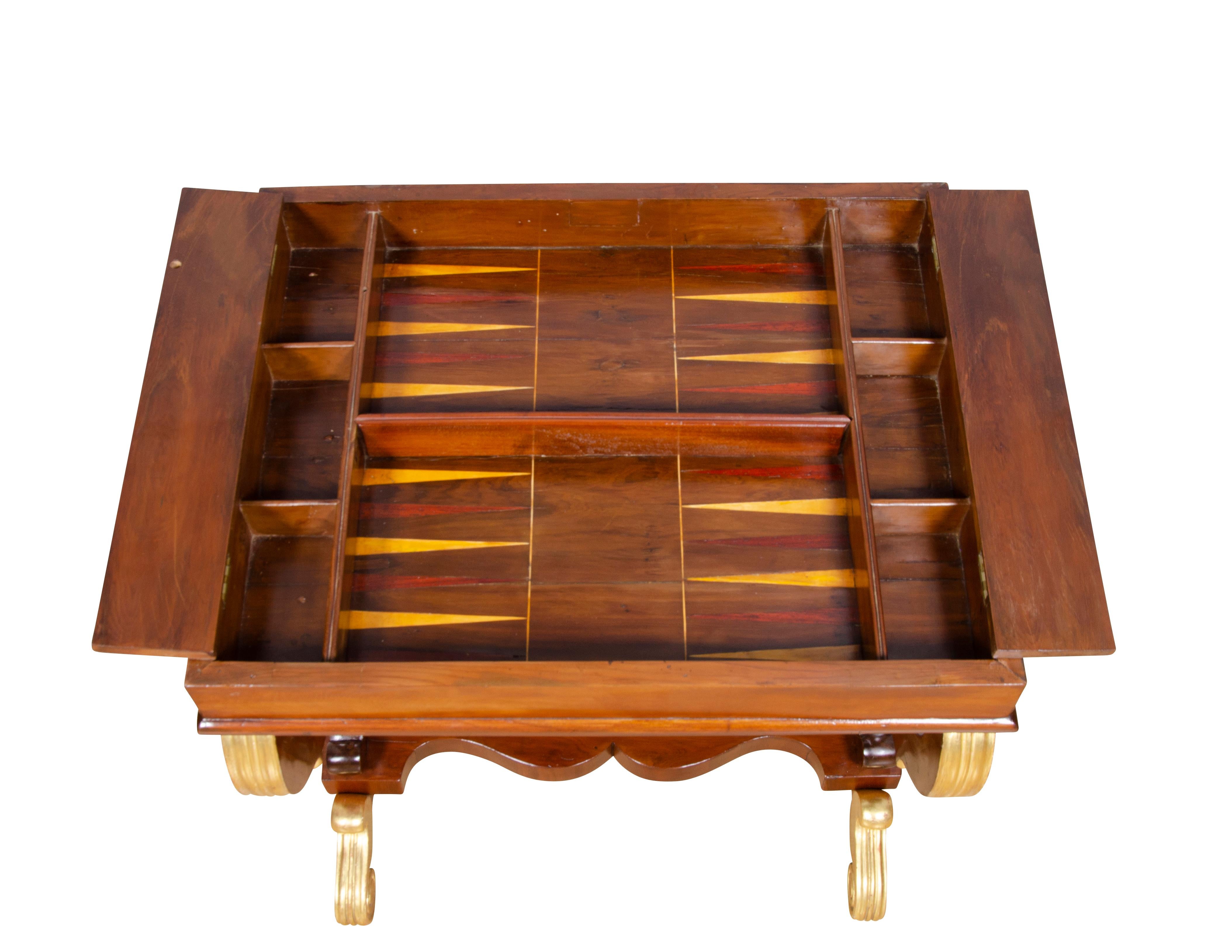 Baltic Neoclassic Yew Wood Games Table For Sale 4