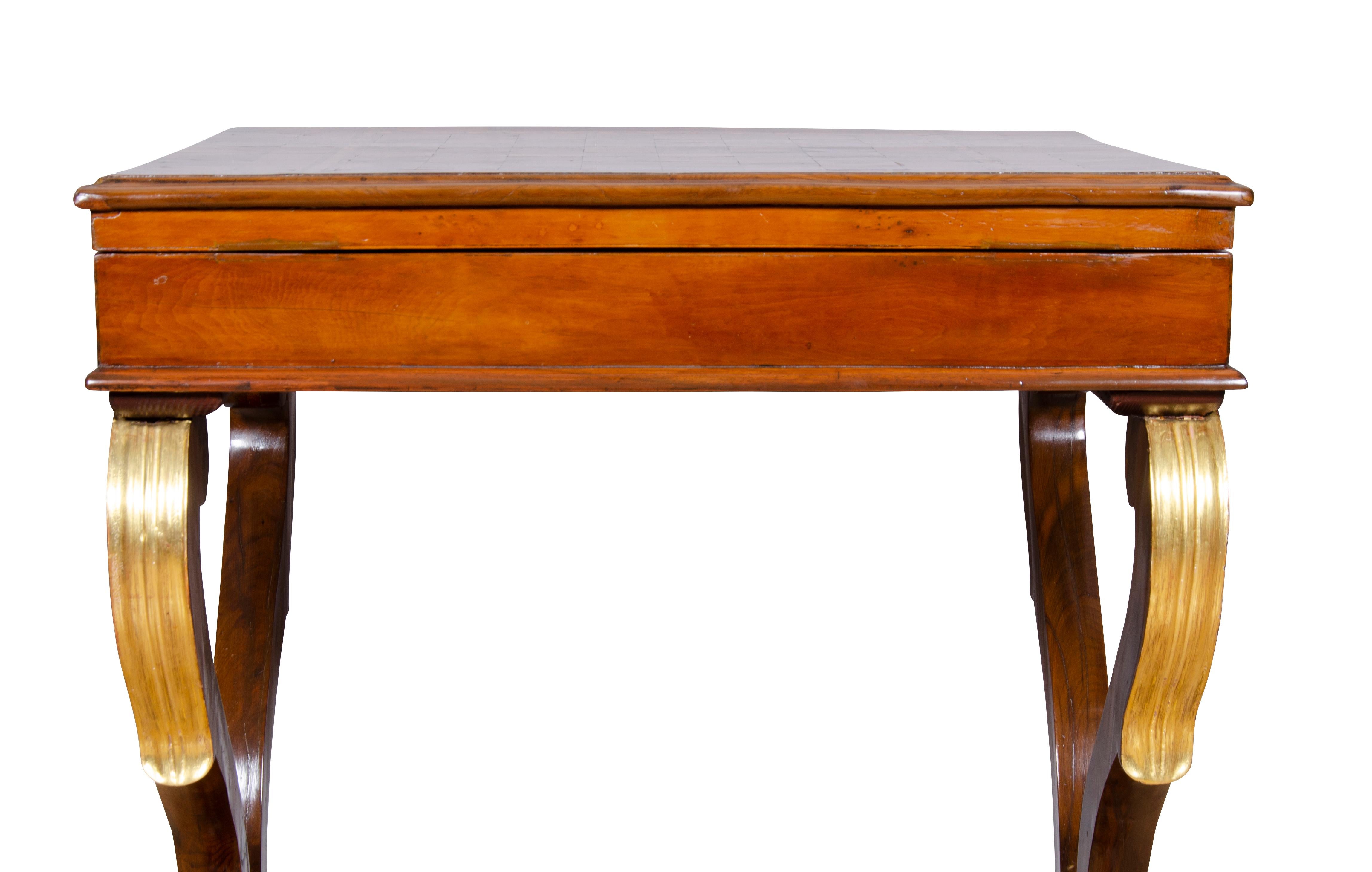 Baltic Neoclassic Yew Wood Games Table For Sale 8