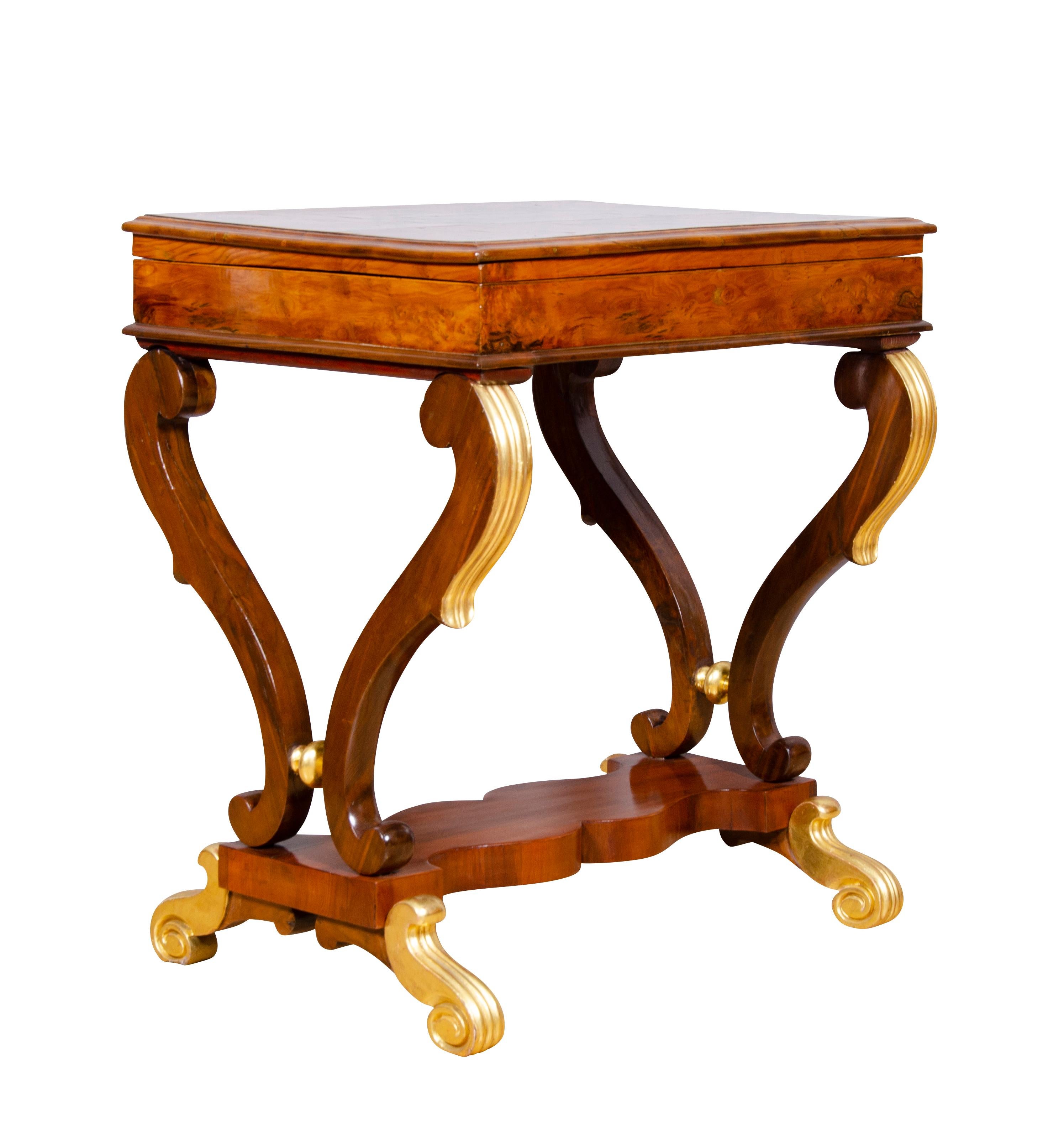 European Baltic Neoclassic Yew Wood Games Table For Sale