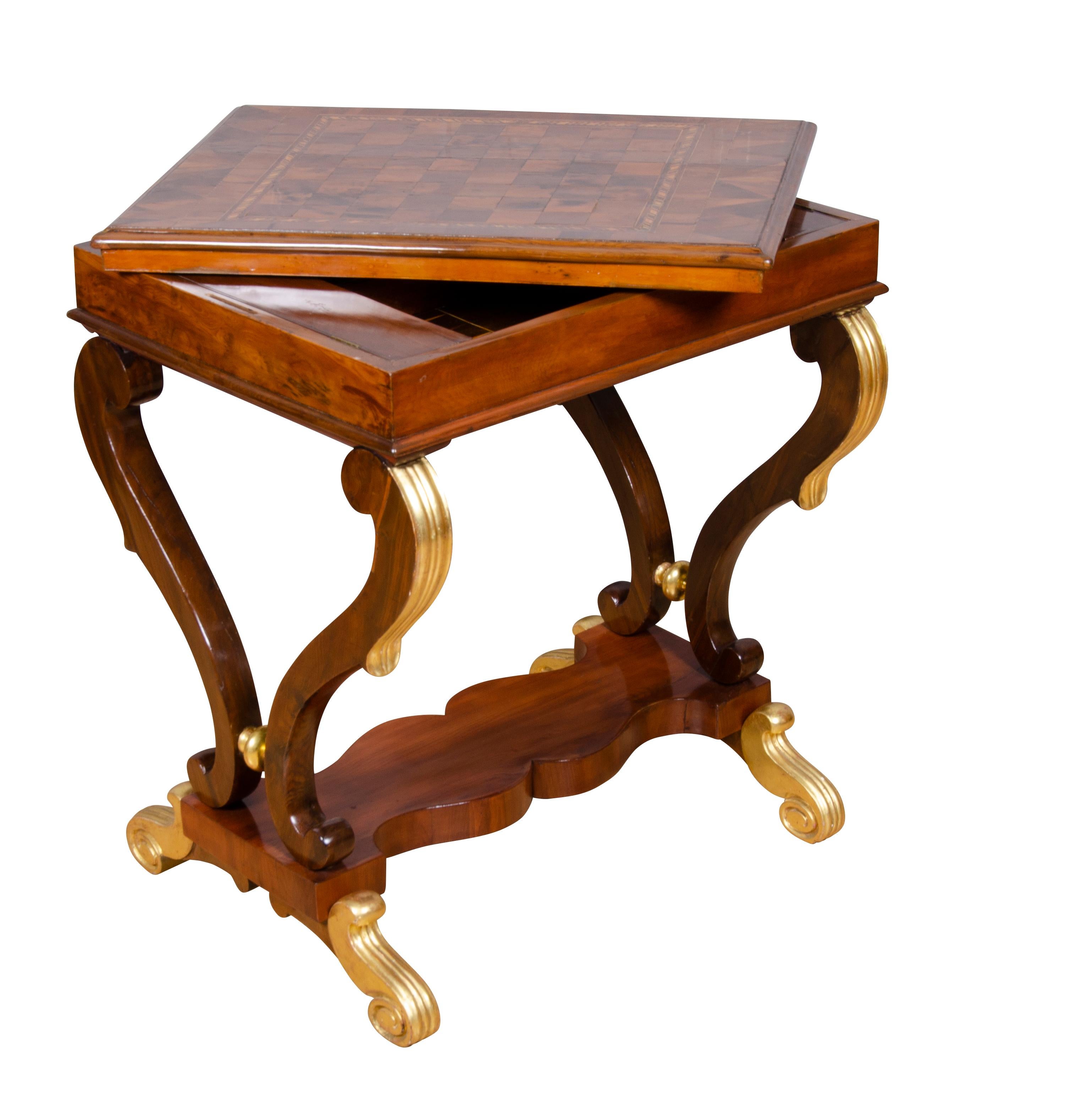 Baltic Neoclassic Yew Wood Games Table For Sale 1