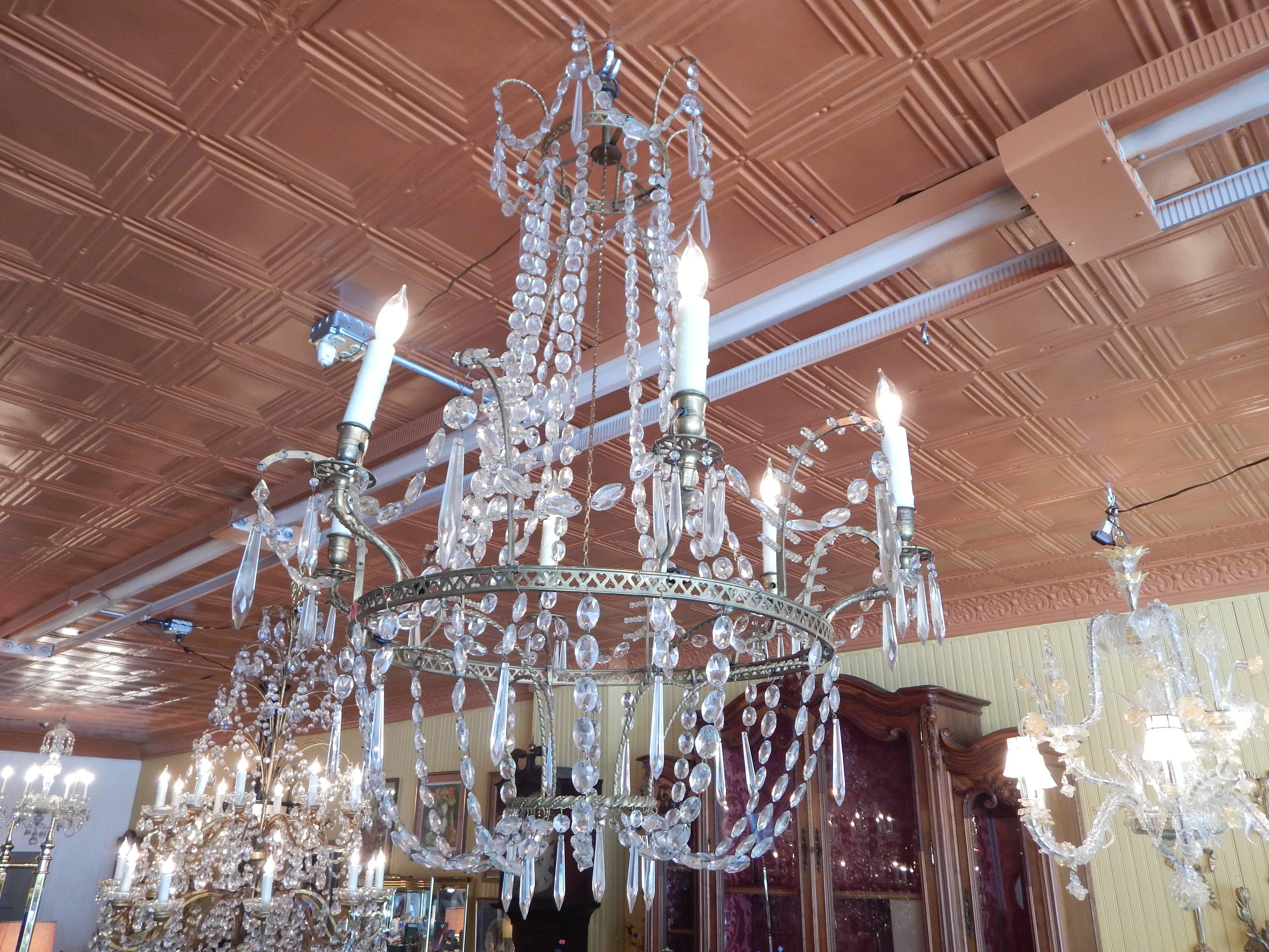 Baltic Neoclassical Bronze and Crystal Chandelier, circa 1800 5