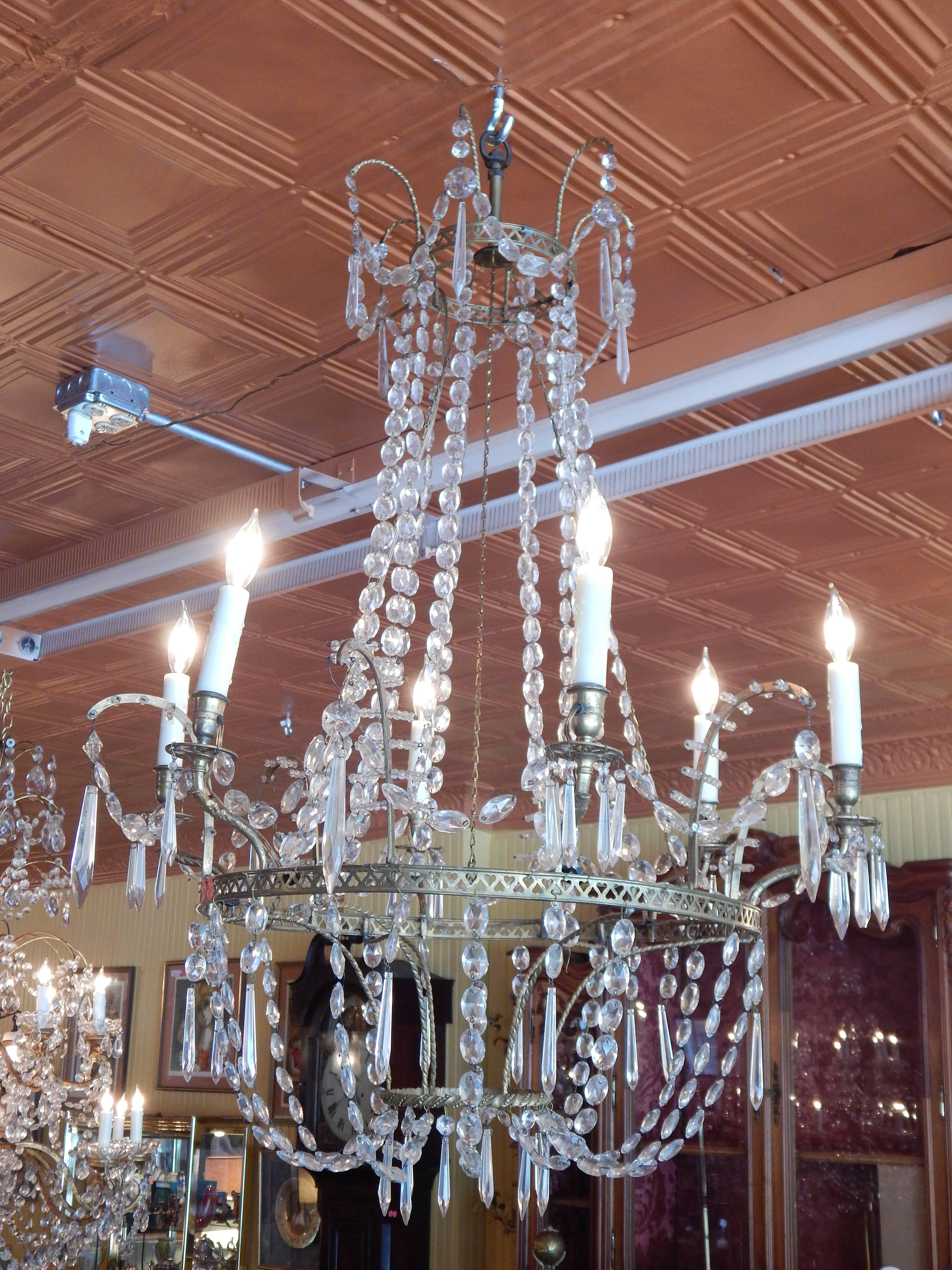 Baltic Neoclassical Bronze and Crystal Chandelier, circa 1800 1
