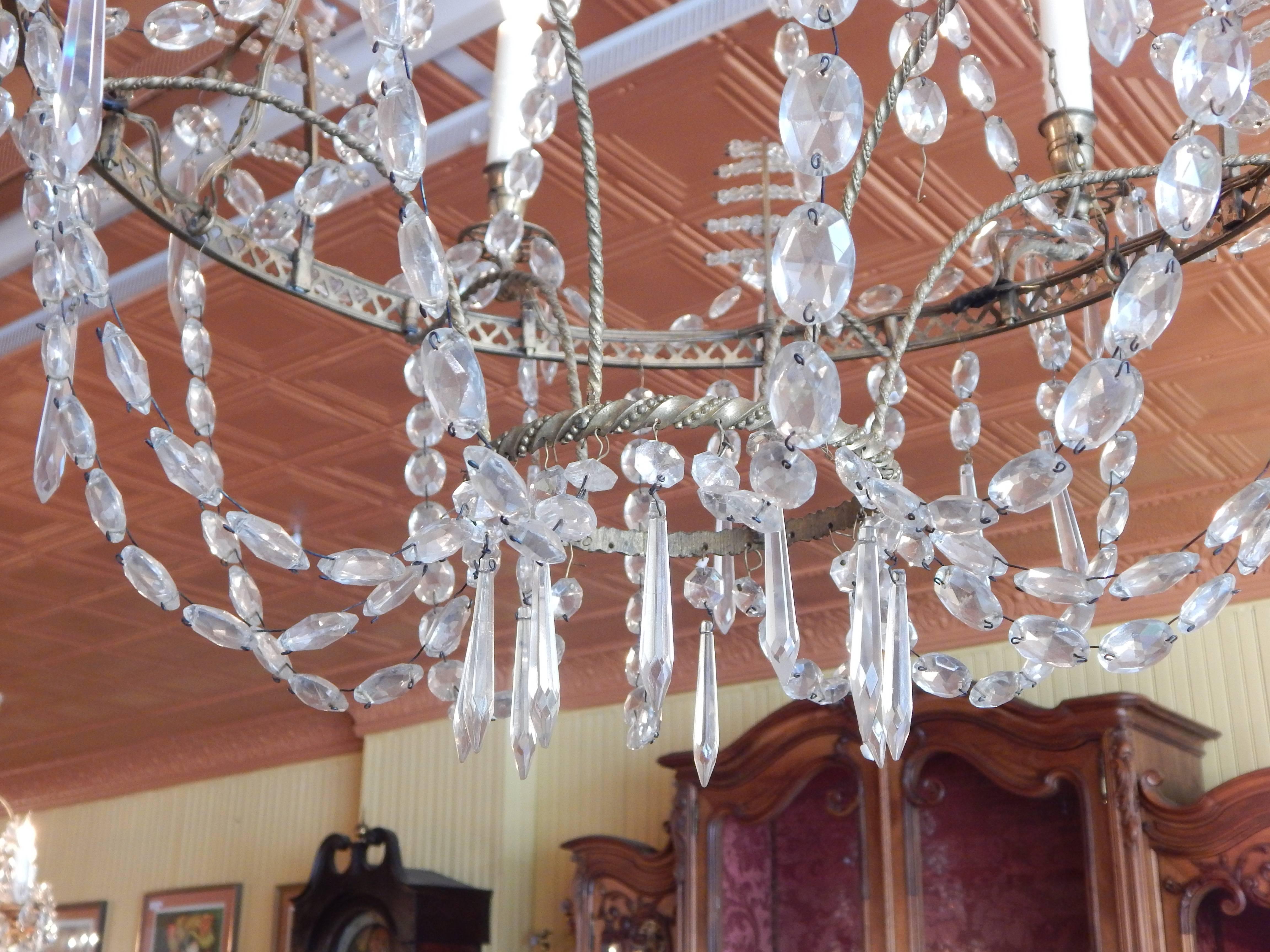 Baltic Neoclassical Bronze and Crystal Chandelier, circa 1800 2