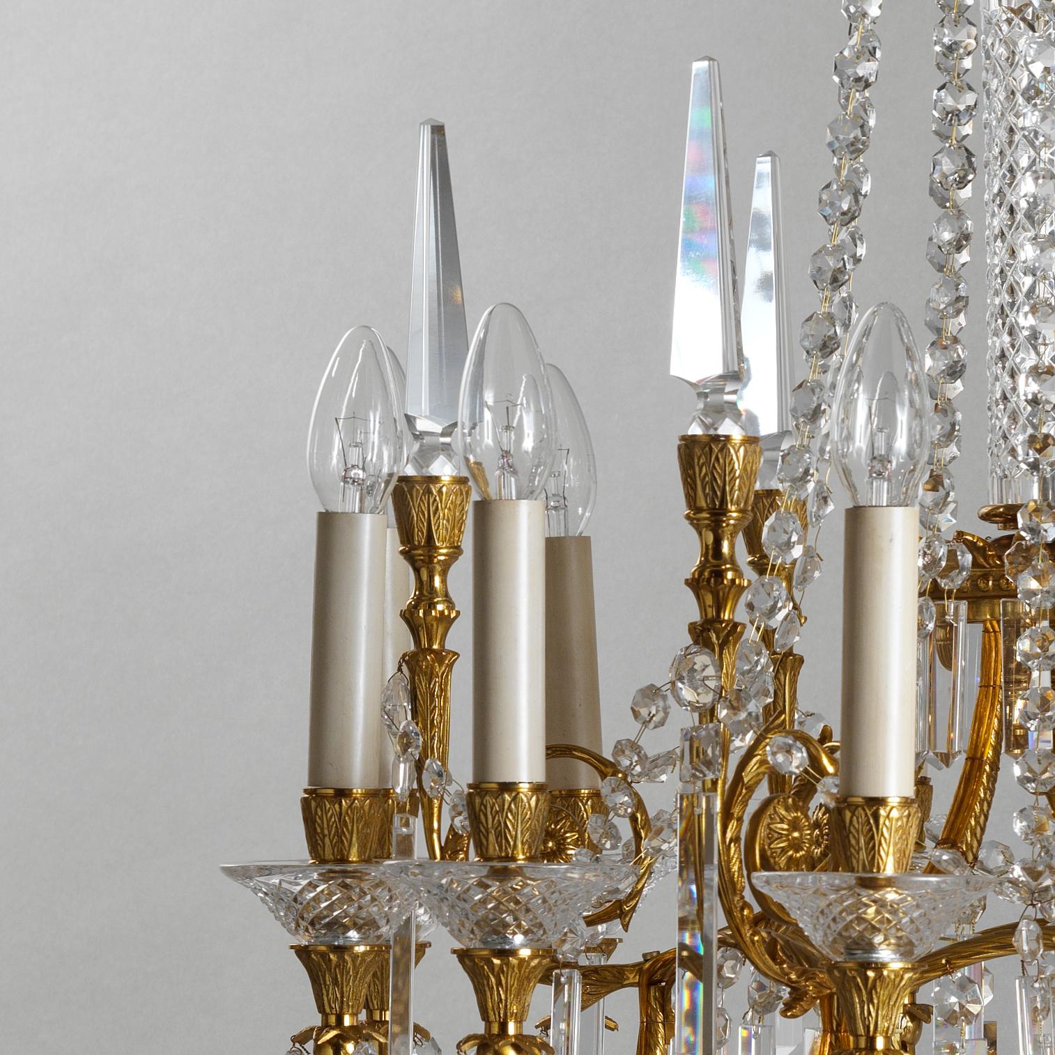 Molded Baltic Style Gilt Bronze and Crystal Chandelier by Gherardo Degli Albizzi For Sale
