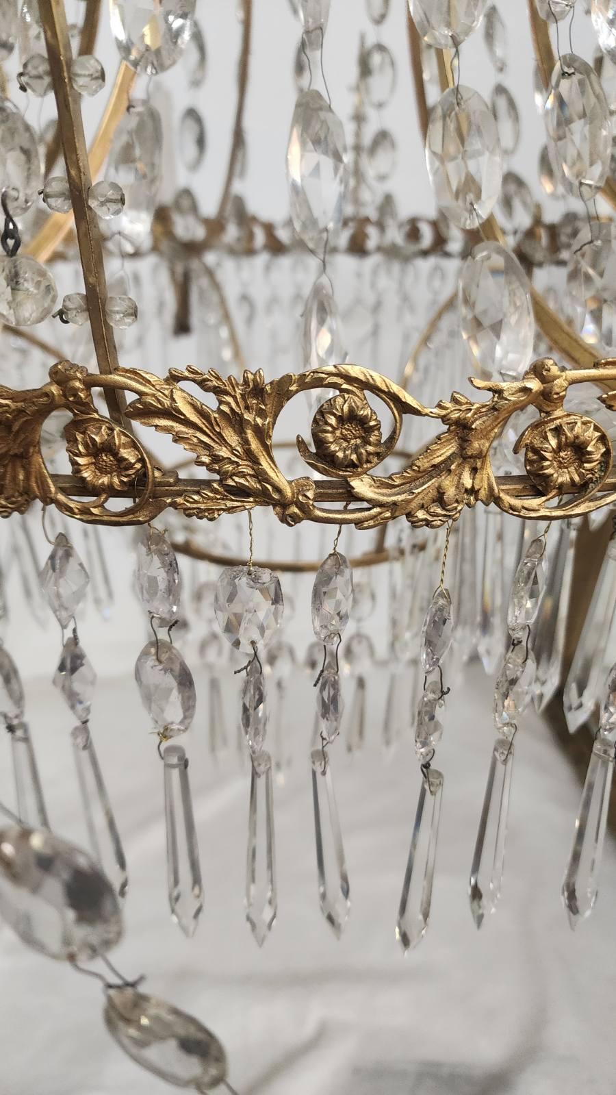 Baltic Neoclassical Style Gilt Bronze Chandelier In Excellent Condition For Sale In Dallas, TX