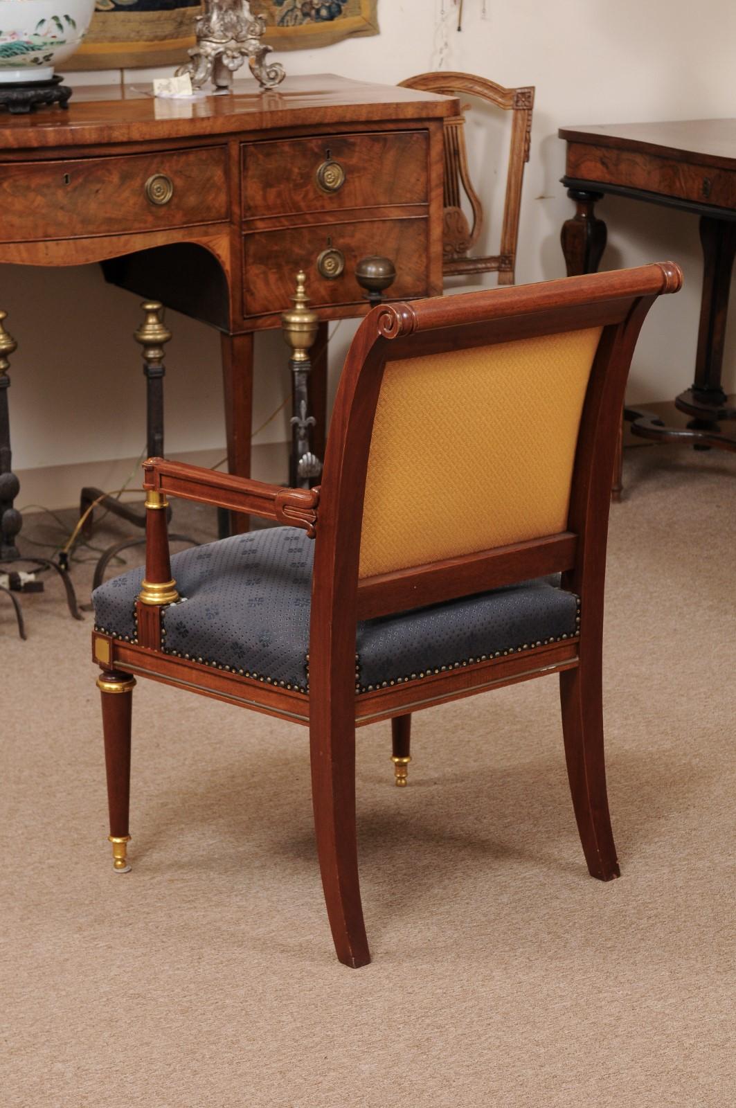 Baltic Neoclassical Style Mahogany Fauteuil with Ormolu Mounts, 20th Century For Sale 7
