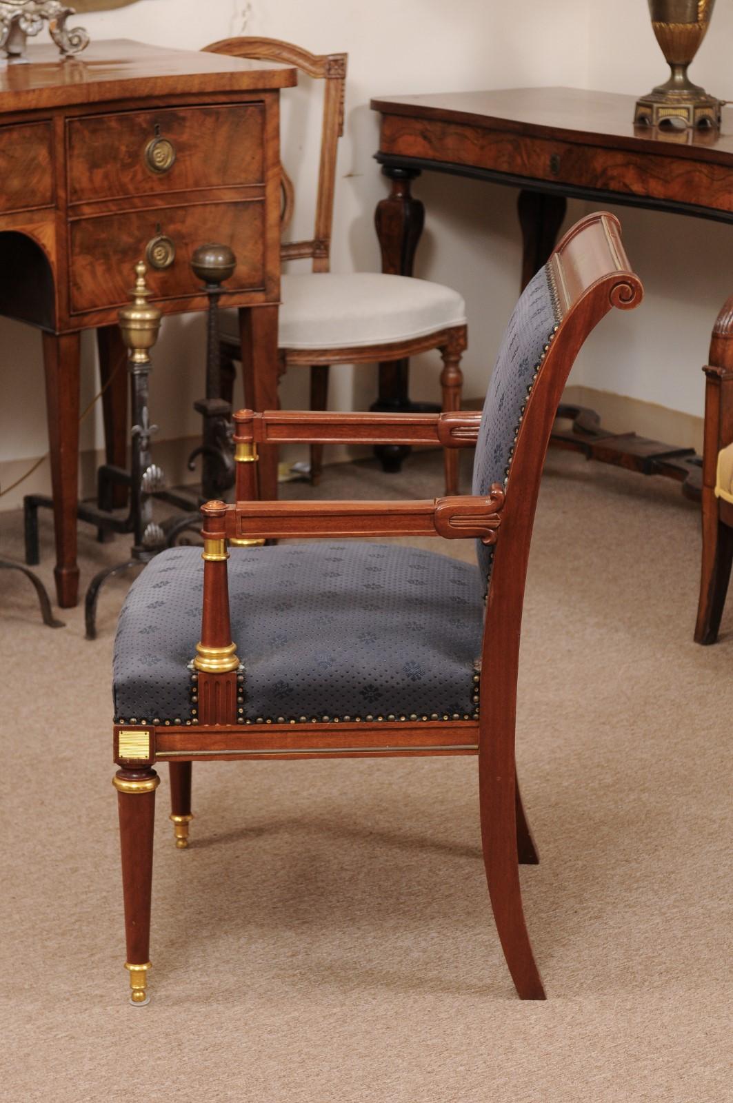 Baltic Neoclassical Style Mahogany Fauteuil with Ormolu Mounts, 20th Century For Sale 8