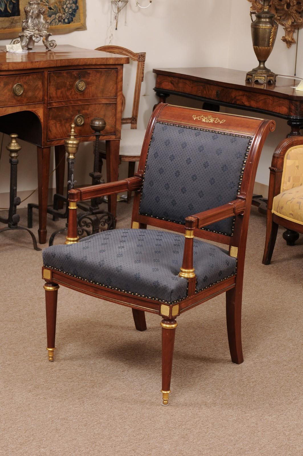 Baltic Neoclassical Style Mahogany Fauteuil with Ormolu Mounts, 20th Century For Sale 11