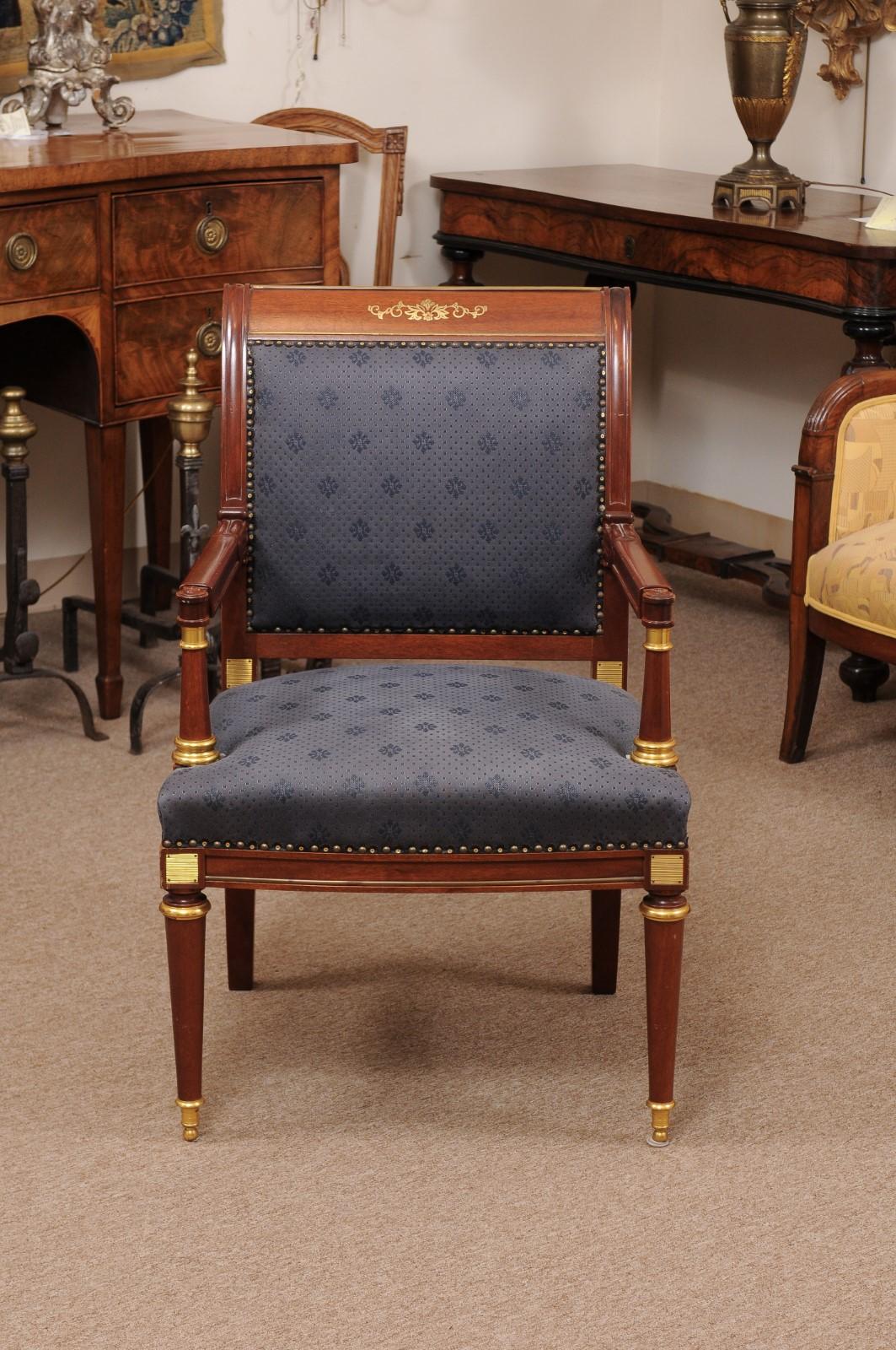 Baltic Neoclassical Style Mahogany Fauteuil with Ormolu Mounts, 20th Century For Sale 12