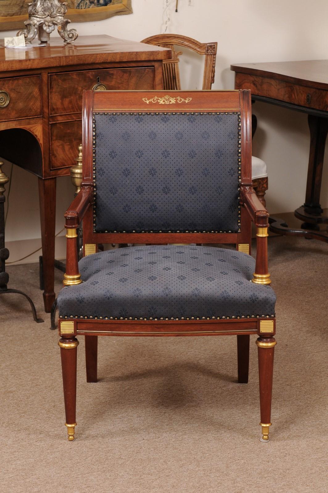 Baltic Neoclassical Style Mahogany Fauteuil with Ormolu Mounts, 20th Century For Sale 13