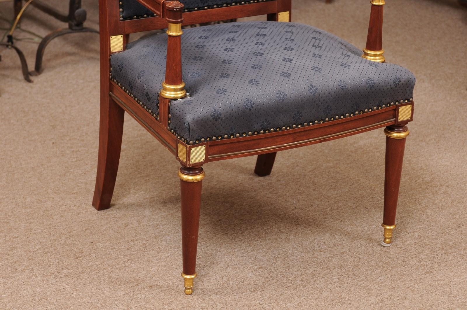 Baltic Neoclassical Style Mahogany Fauteuil with Ormolu Mounts, 20th Century For Sale 1