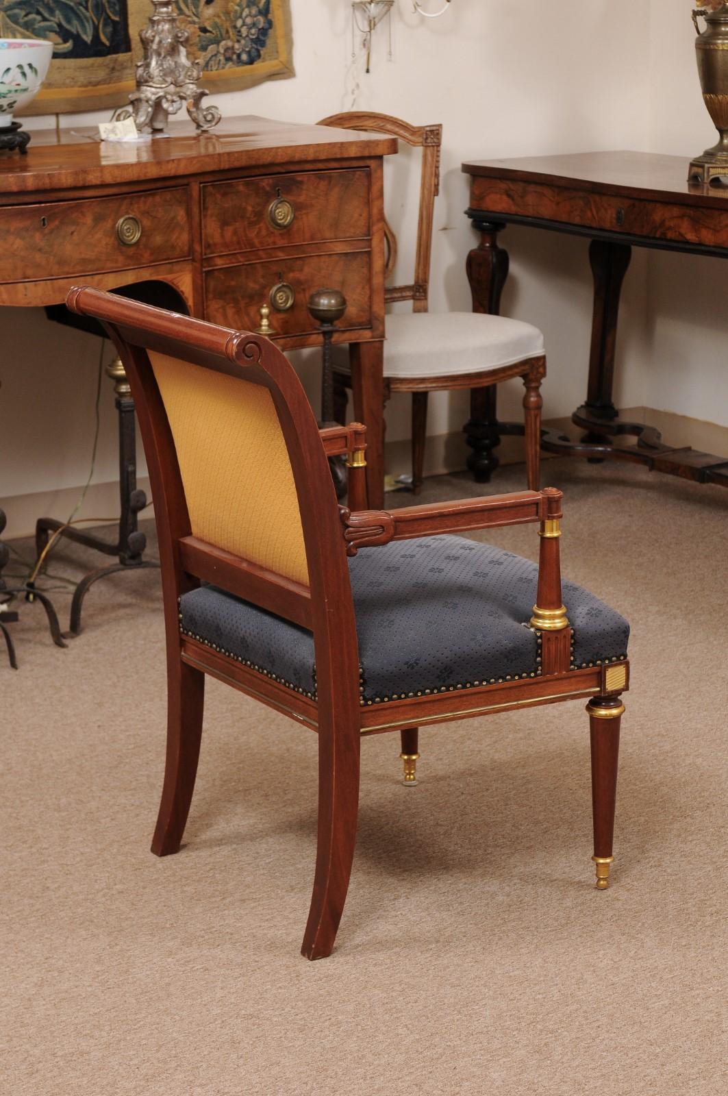 Baltic Neoclassical Style Mahogany Fauteuil with Ormolu Mounts, 20th Century For Sale 5