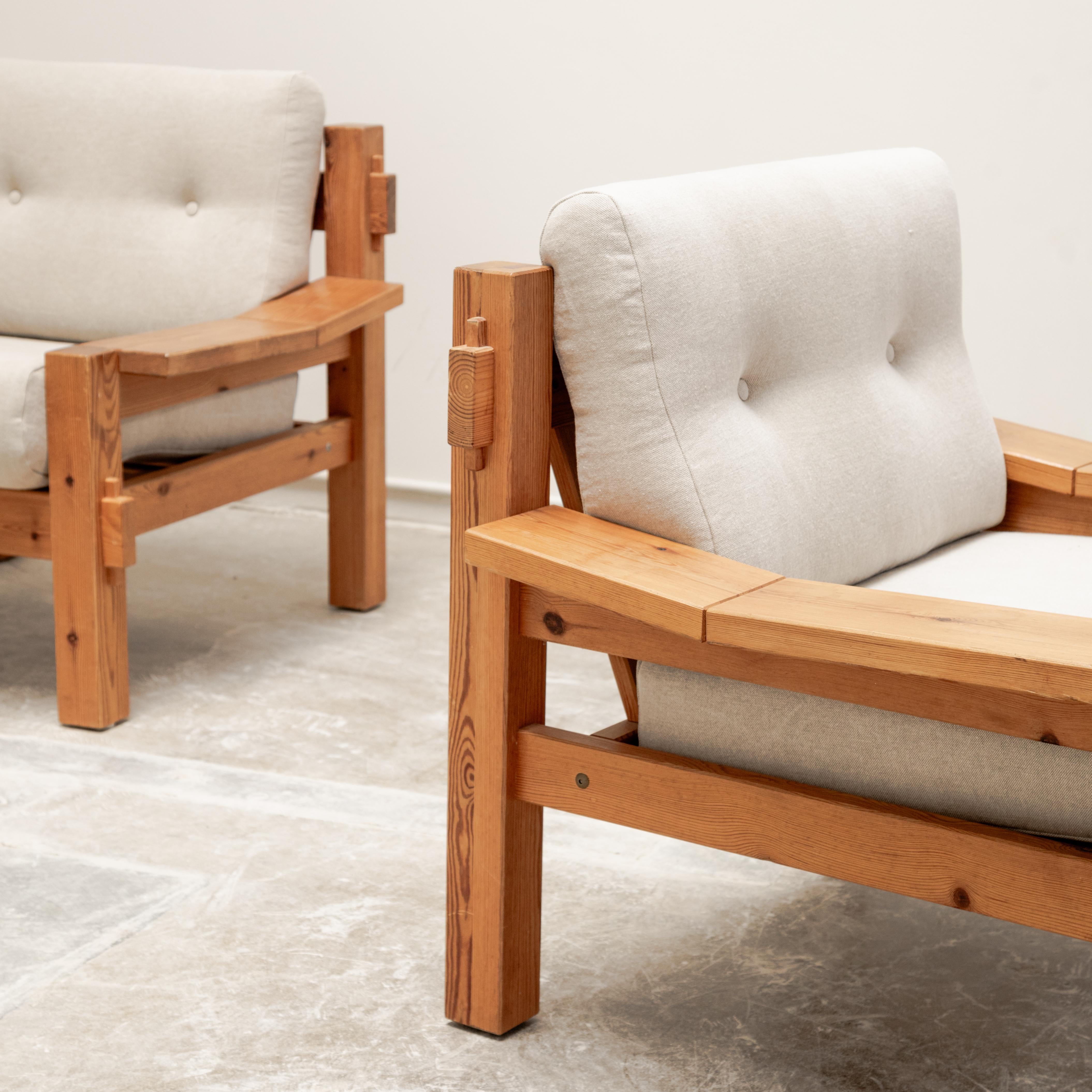 Poltrone scandinave brutaliste in pino baltico in vendita 5