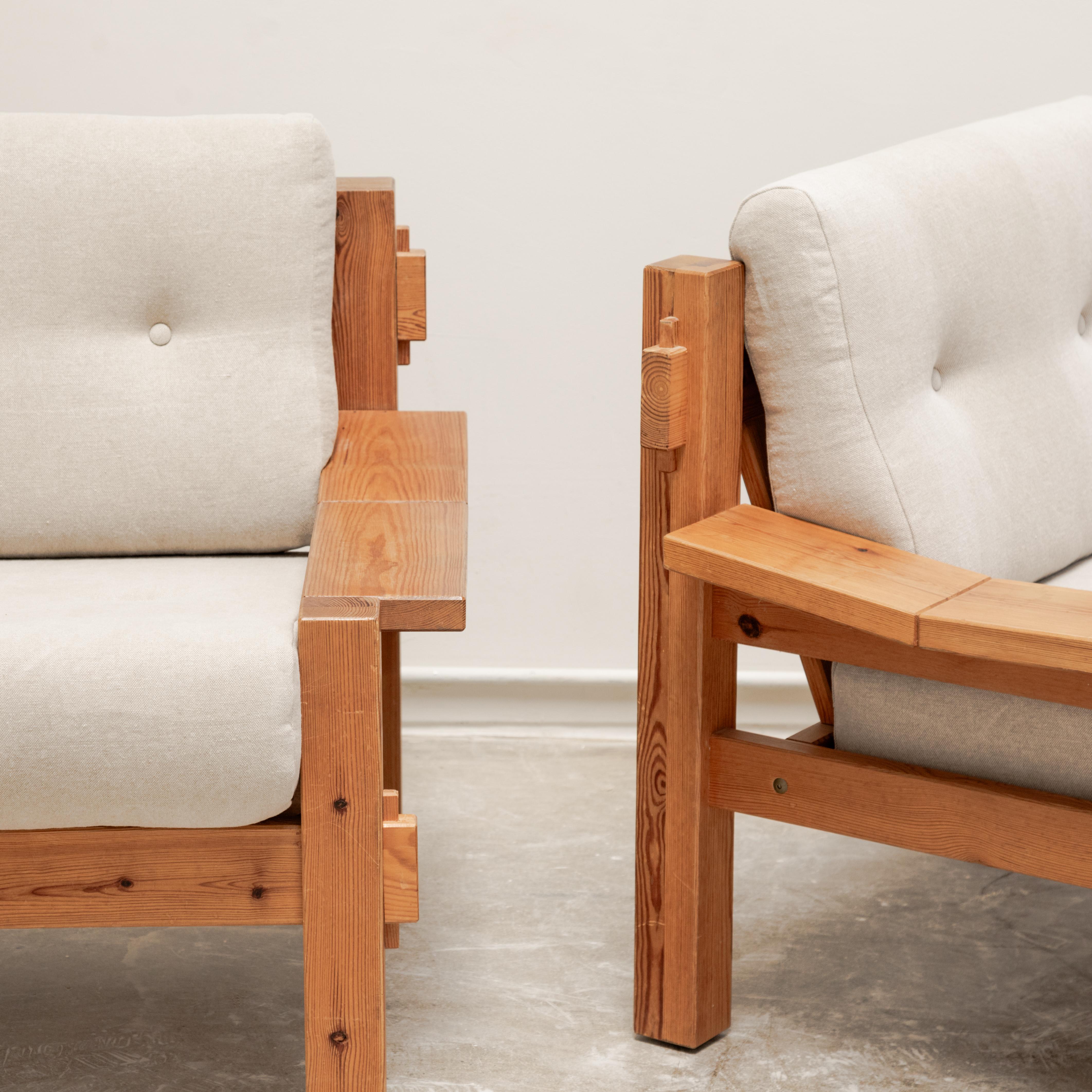 Pino Poltrone scandinave brutaliste in pino baltico in vendita