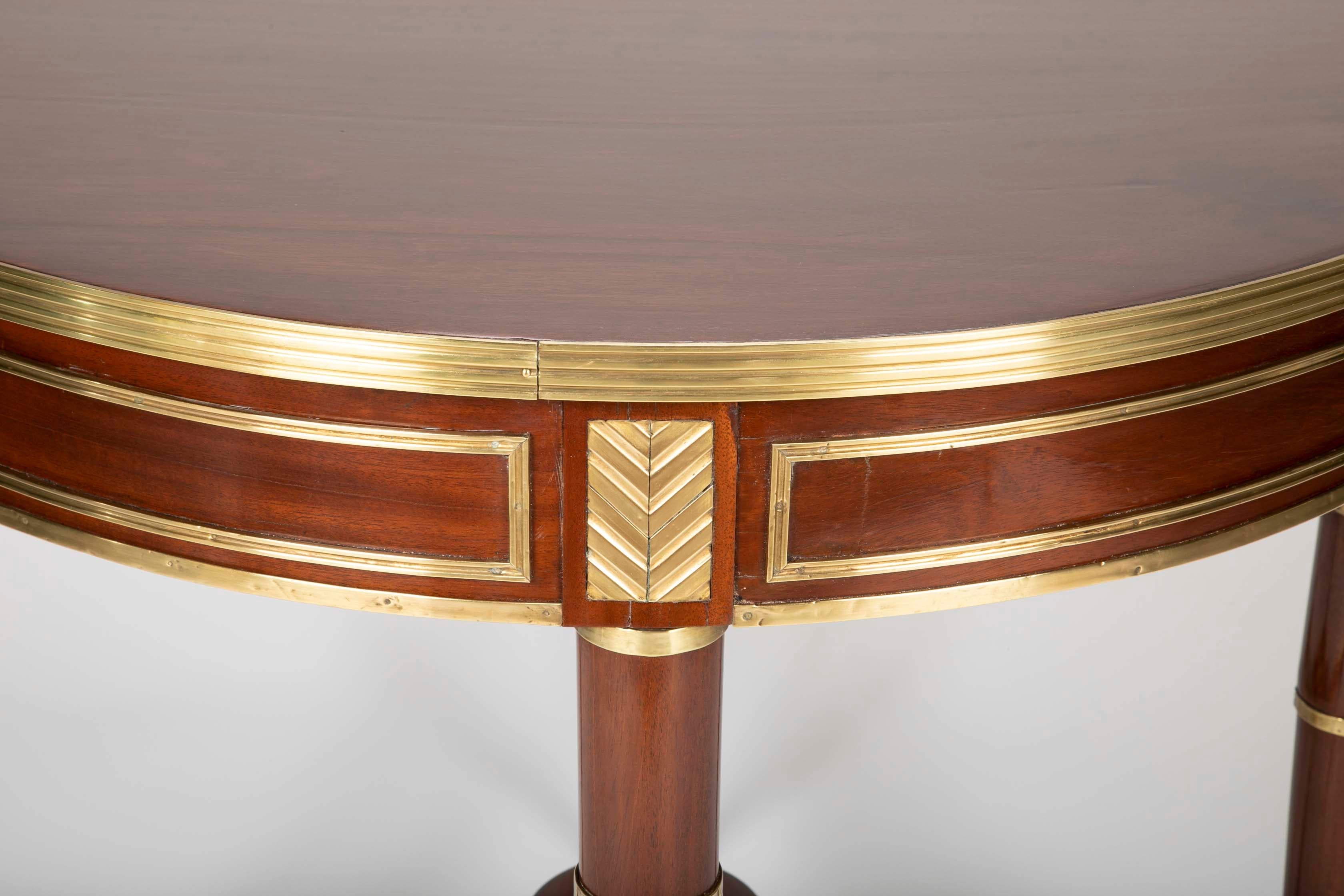 19th Century Baltic, Possibly Russian Neoclassic Mahogany Centre Table with Brass Mounts