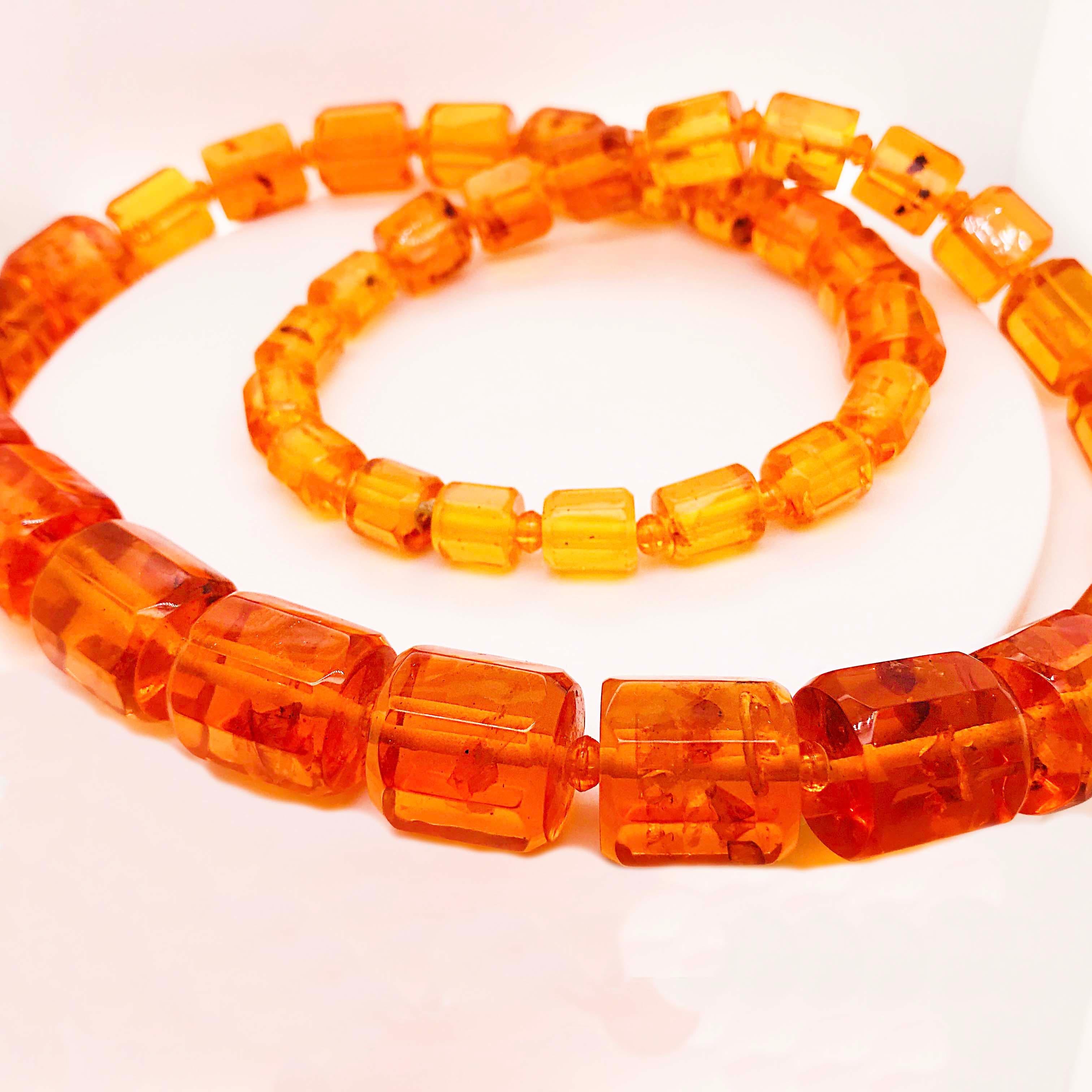Women's Baltic Sea Amber Hand Polished Custom Octagon-Shaped Amber Bead Necklace