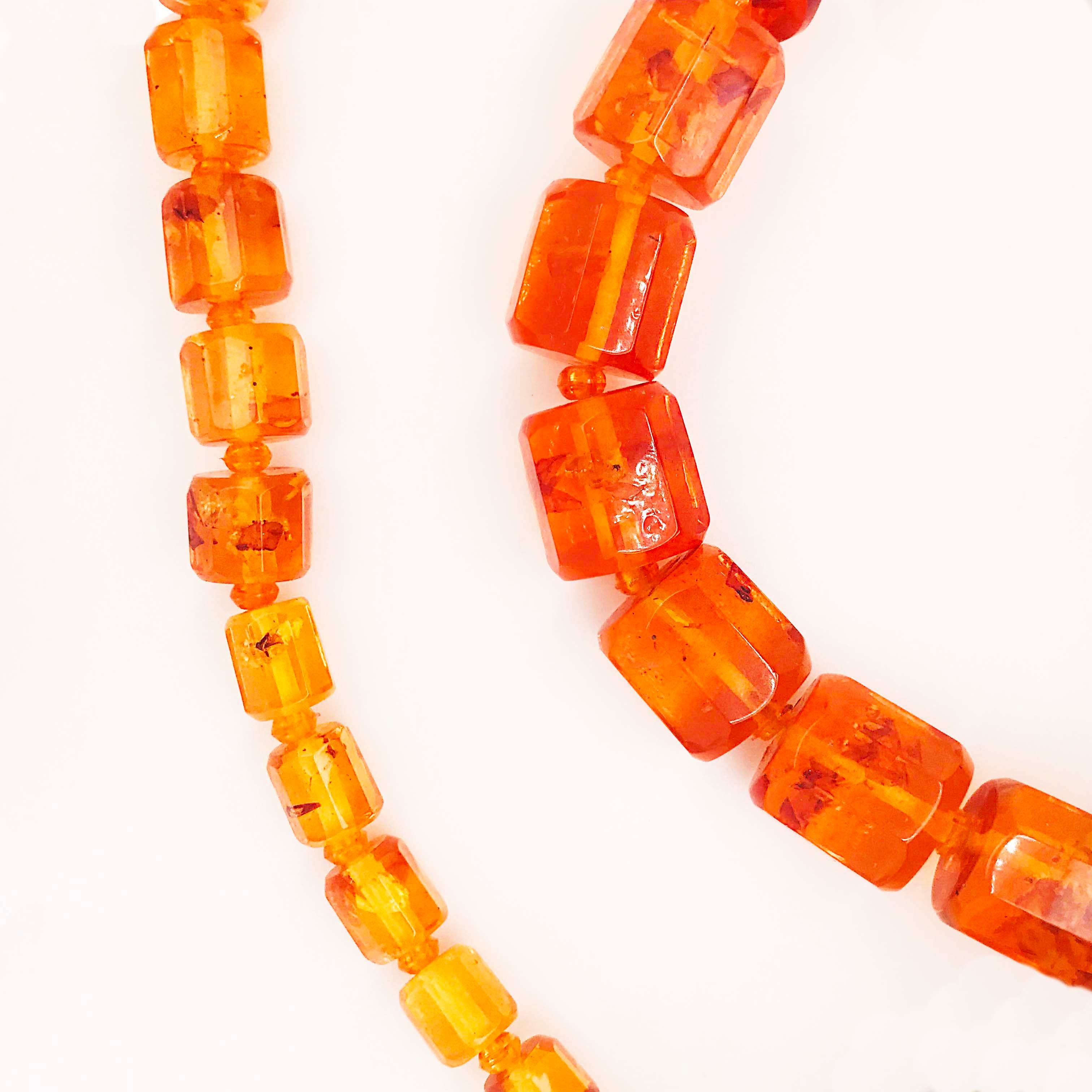 Baltic Sea Amber Hand Polished Custom Octagon-Shaped Amber Bead Necklace 1