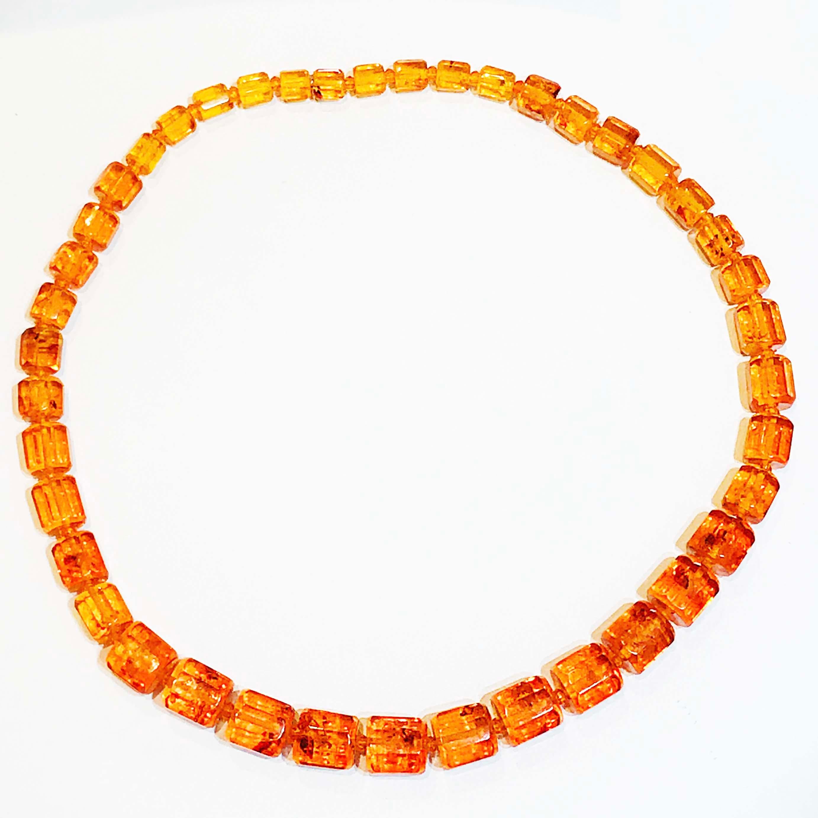 Baltic Sea Amber Hand Polished Custom Octagon-Shaped Amber Bead Necklace 2