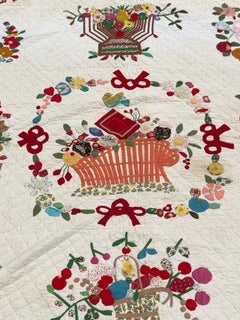 Baltimore Album Quilt 29 Blocks Nine Birds and Open Baskets Signed Armstrong