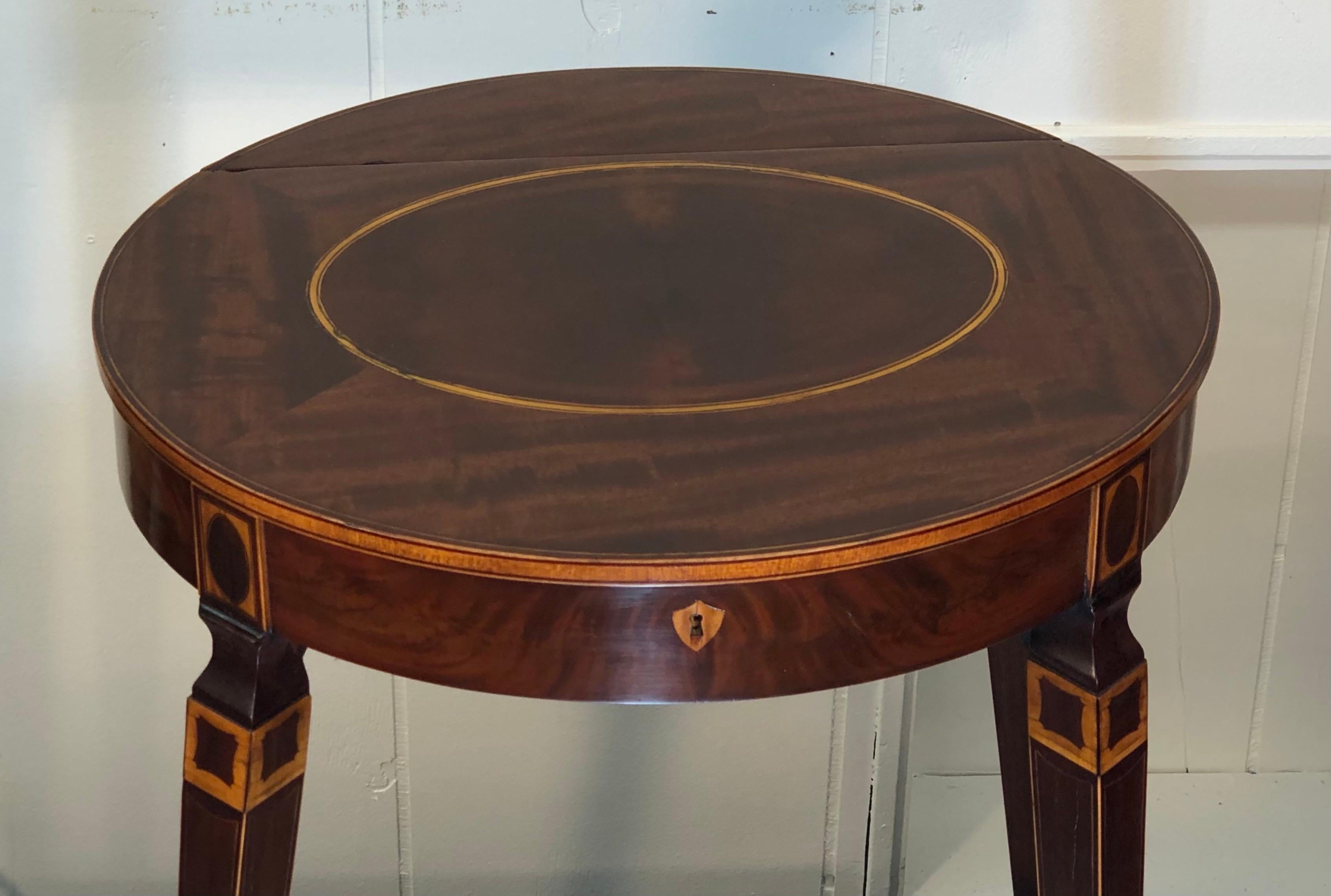 American Baltimore Inlay Oval Work Table, Early 19th Century