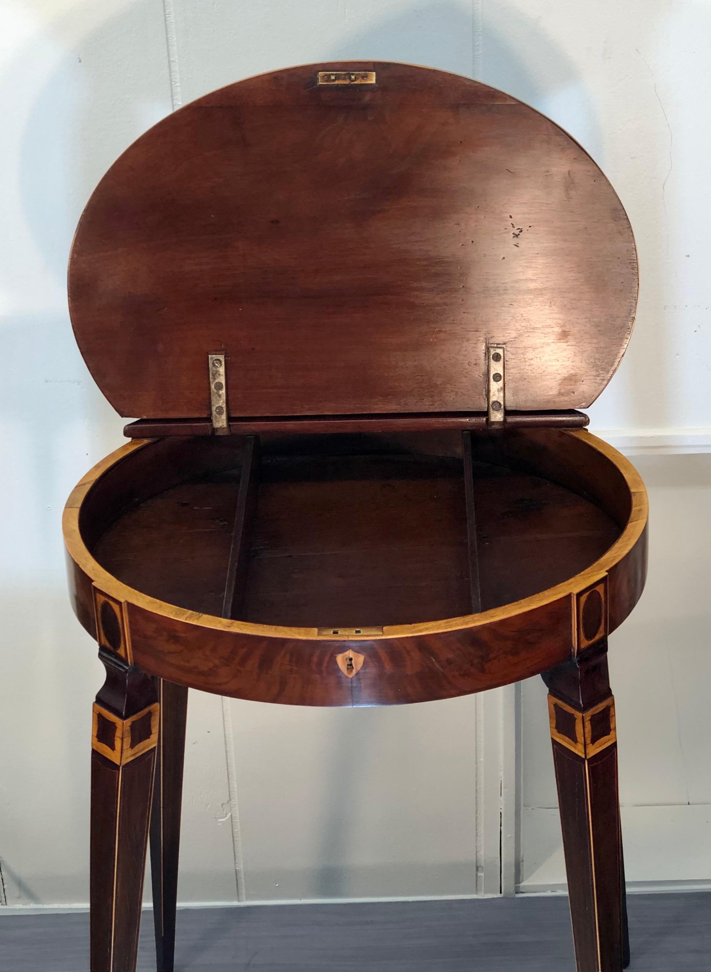 Mahogany Baltimore Inlay Oval Work Table, Early 19th Century