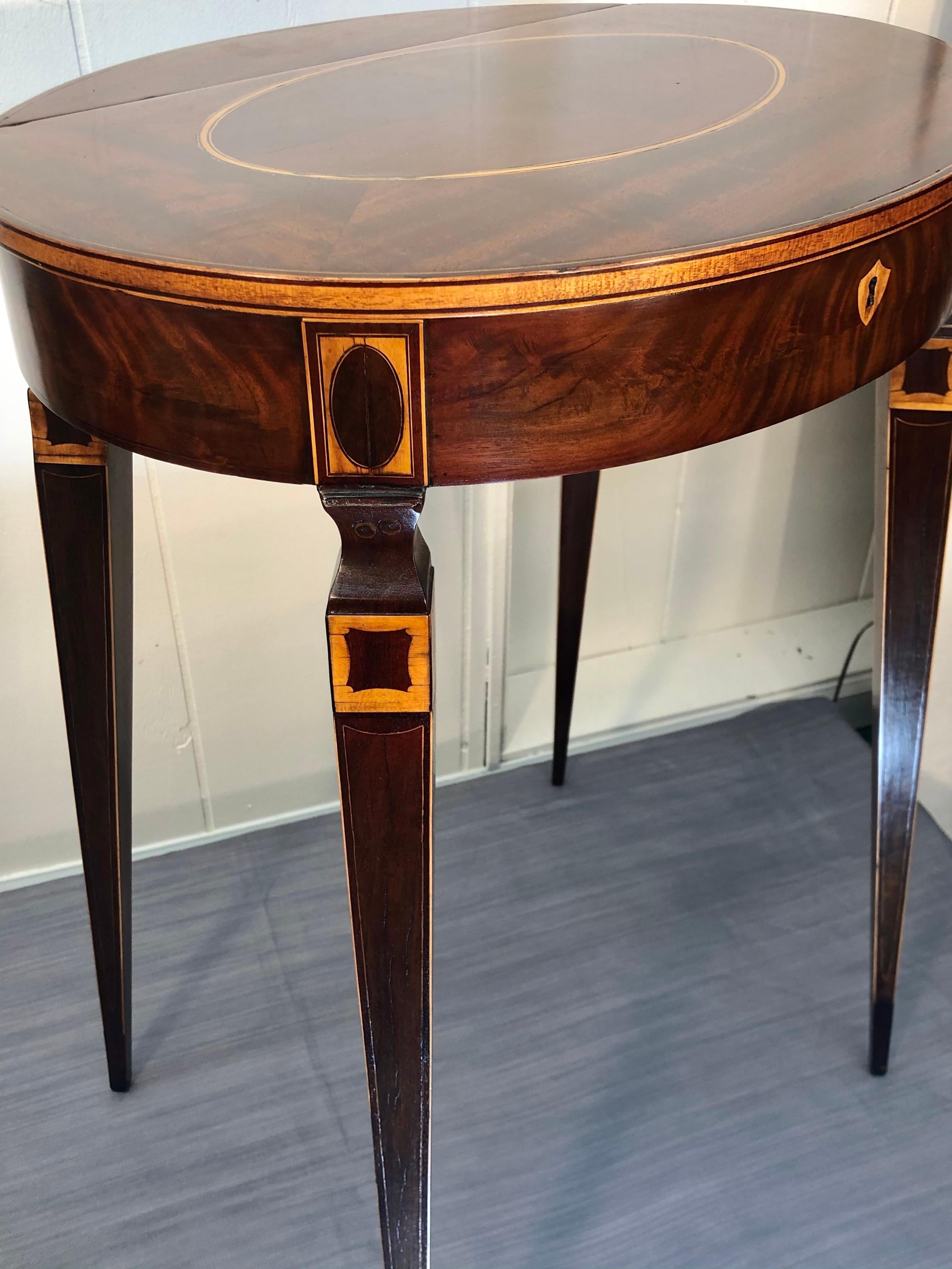 Baltimore Inlay Oval Work Table, Early 19th Century 2