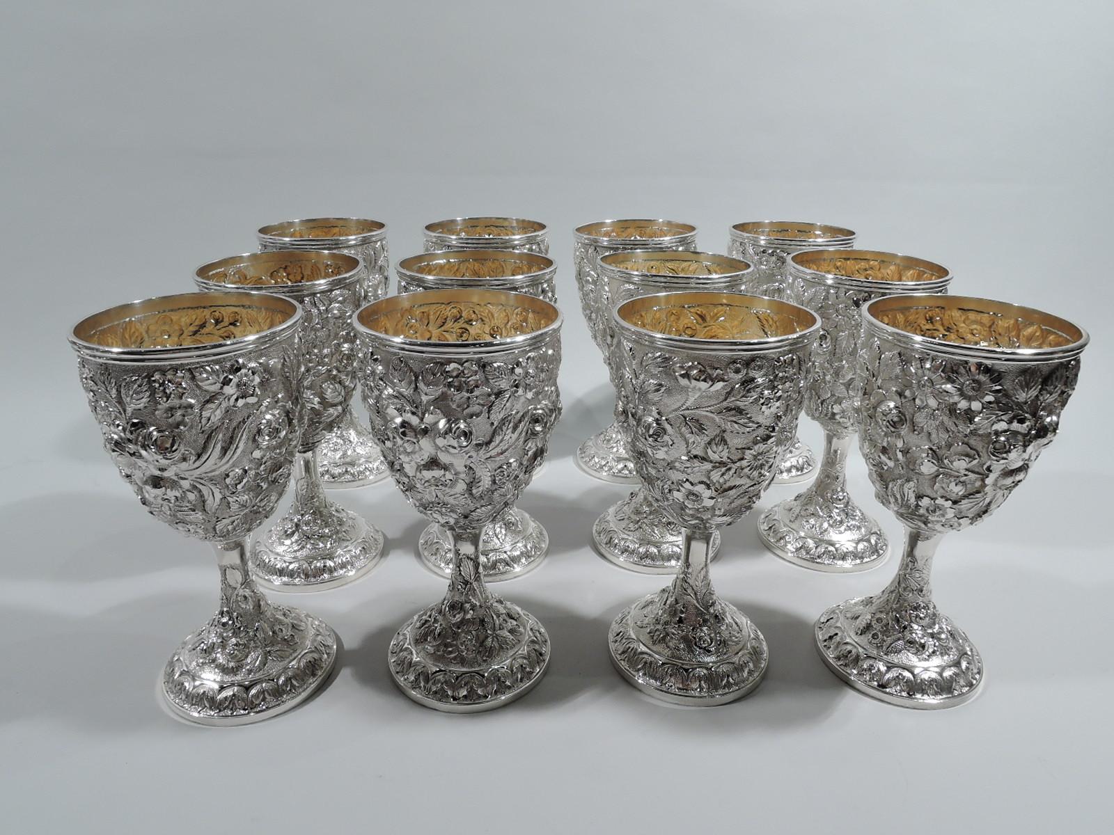 Baltimore Repousse Sterling Silver Drinks Set with Pitcher & Goblets 7