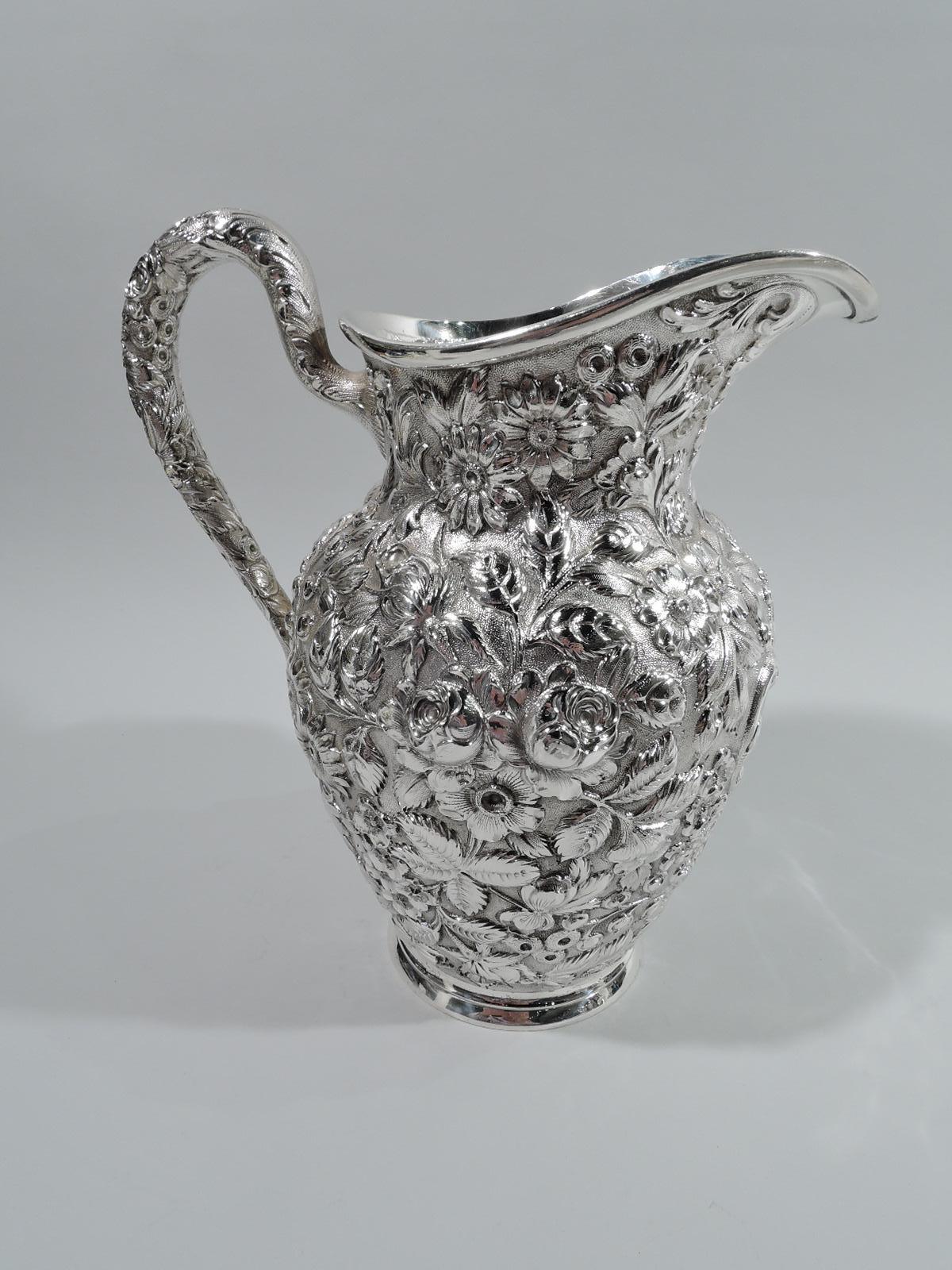 American Baltimore Repousse Sterling Silver Drinks Set with Pitcher & Goblets