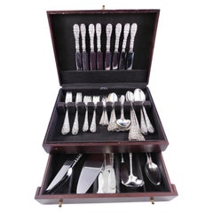 Used Baltimore Rose by Schofield Sterling Silver Flatware Set 79 pcs most Plain Back