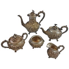 Baltimore Rose by Schofield Sterling Silver Tea Set 5 Pc #2500 Repousse