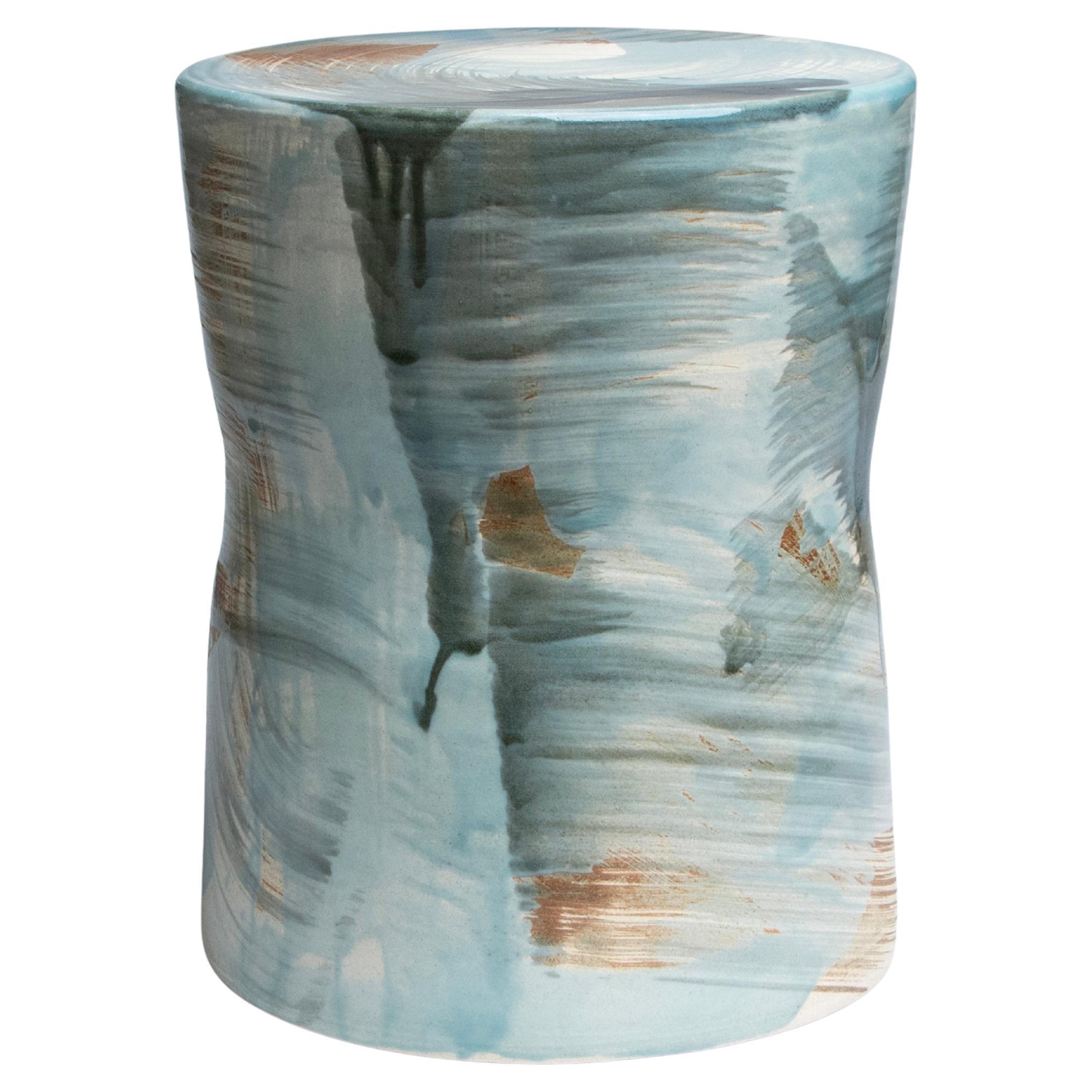 Baltique 01 Glazed Stoneware Stool by Pascale Girardin