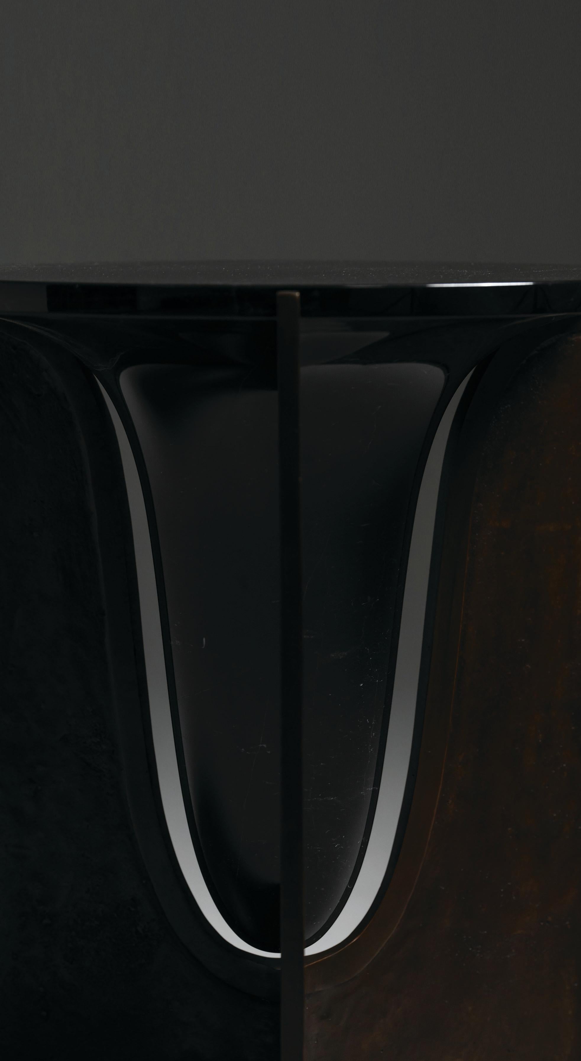 Baltoro Side Table in Textural Bronze and Black Marble by Elan Atelier IN STOCK For Sale 1