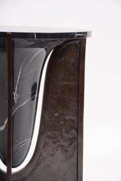 Baltoro Side Table in Cast Bronze and Black or White Marble by Elan Atelier