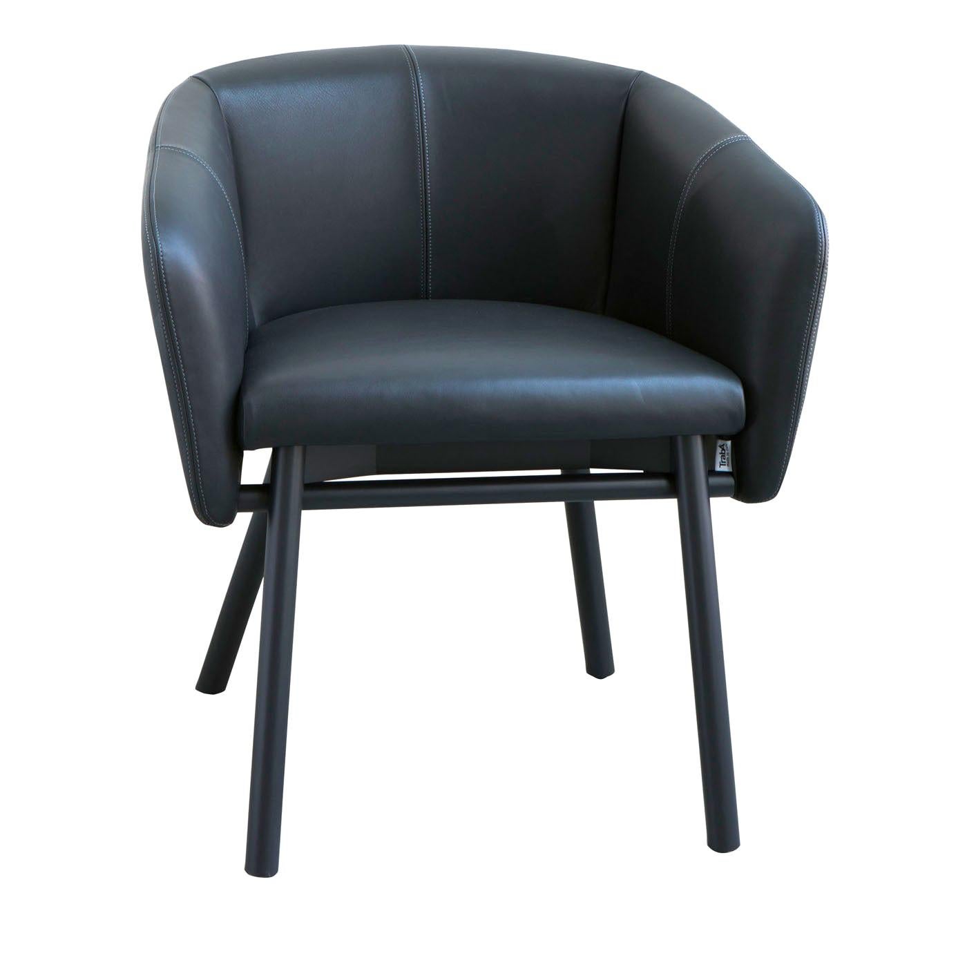 Balù Black Leather Chair by Emilio Nanni For Sale