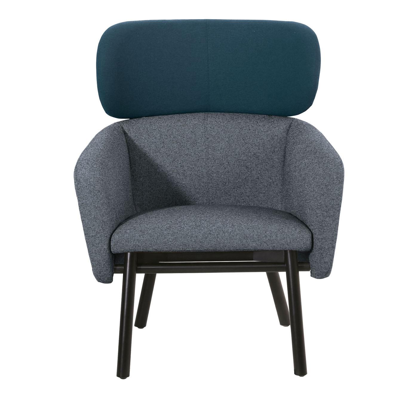 Italian Balù Lounge Blue and Gray Chair By Emilio Nanni For Sale