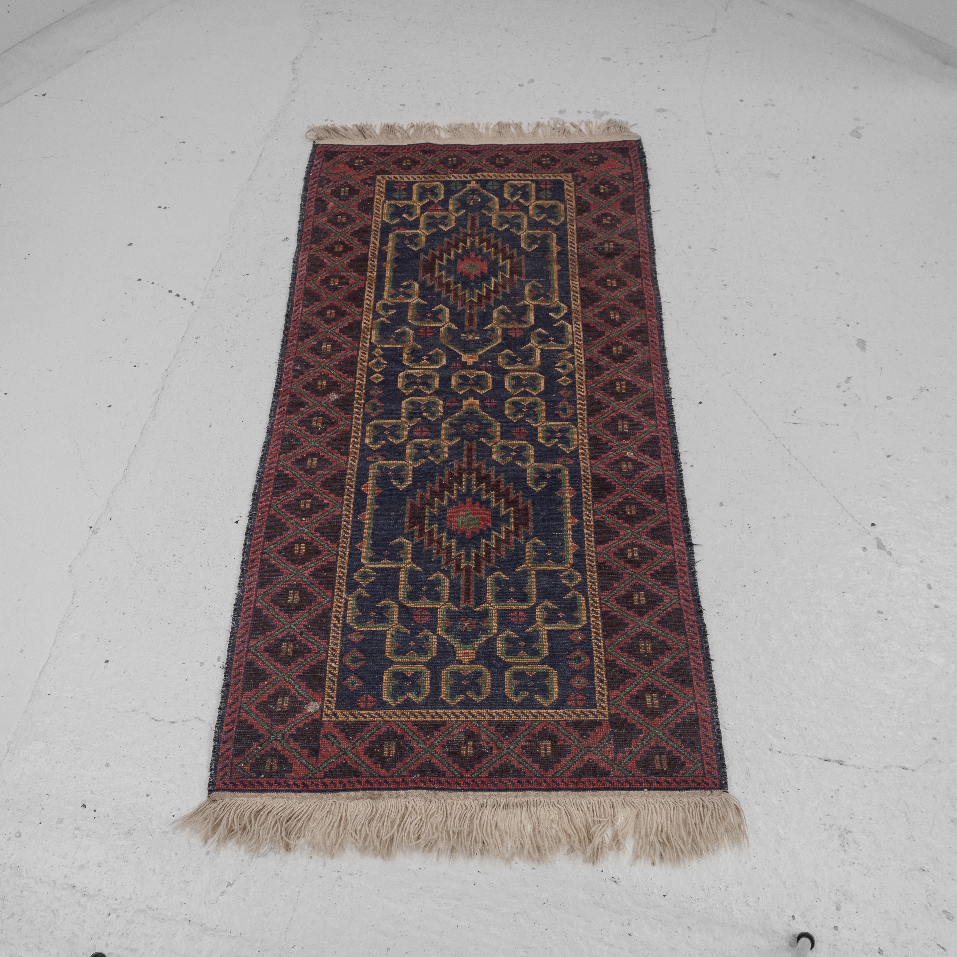 Baluch Afghan Persian Handwoven Rug 211 x 98 cm (Oriental Carpet Balouch) For Sale 5