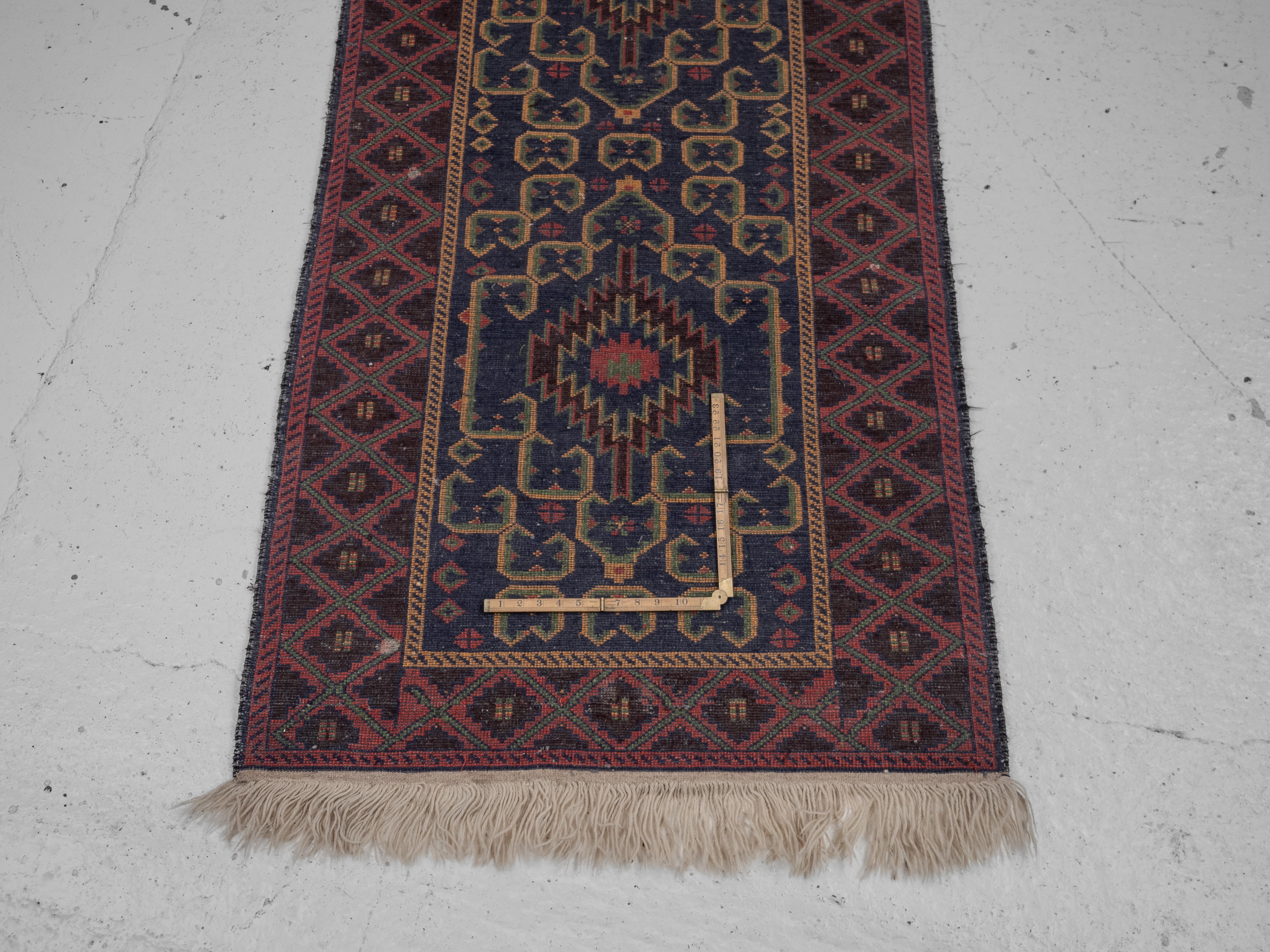 Baluch Afghan Persian Handwoven Rug 211 x 98 cm (Oriental Carpet Balouch) For Sale 6