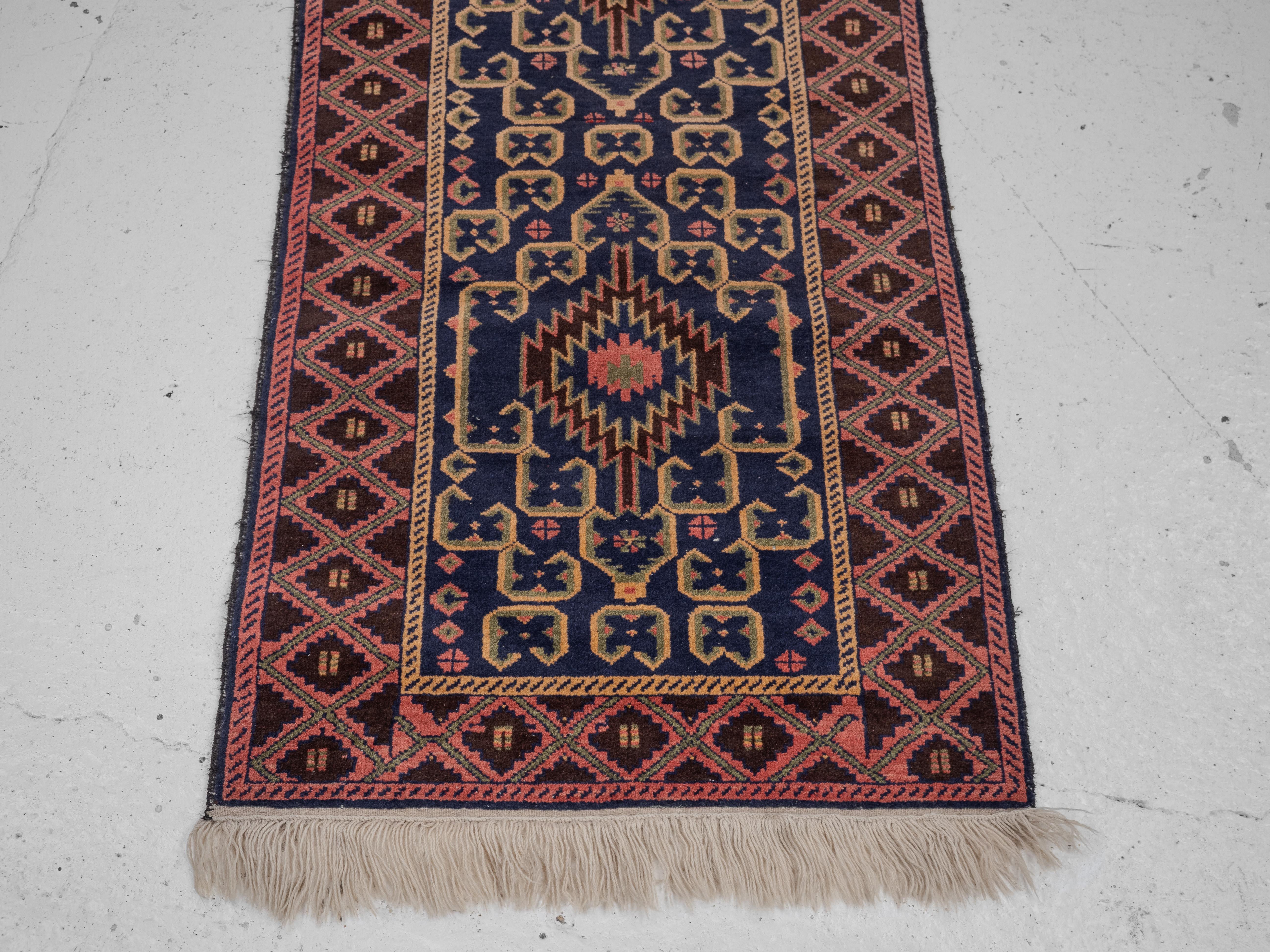 Baluch Afghan Persian Handwoven Rug 211 x 98 cm (Oriental Carpet Balouch) For Sale 1