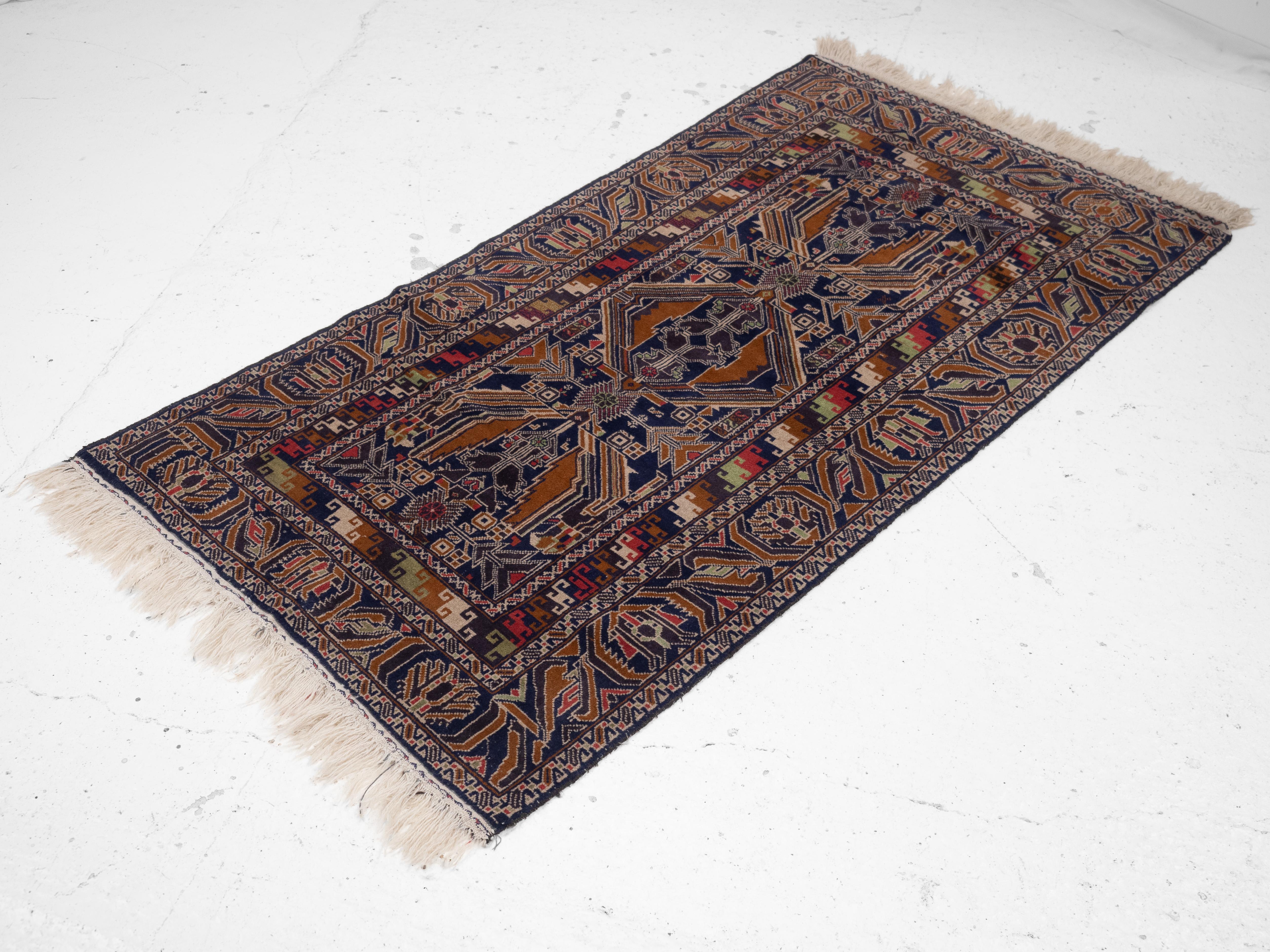 Baluch Afghan Persian Handwoven Rug 229 x 110 cm (Oriental Carpet) en vente 1